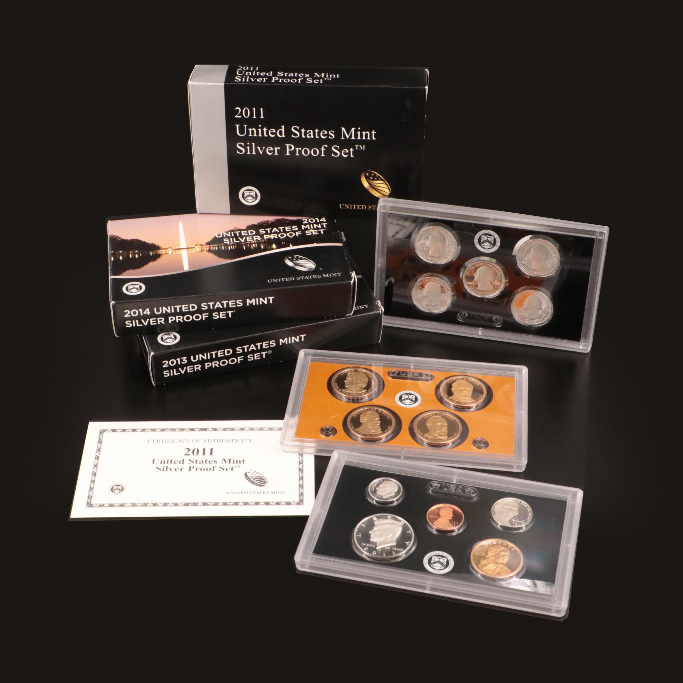 Three Different U.S. Silver Proof Sets