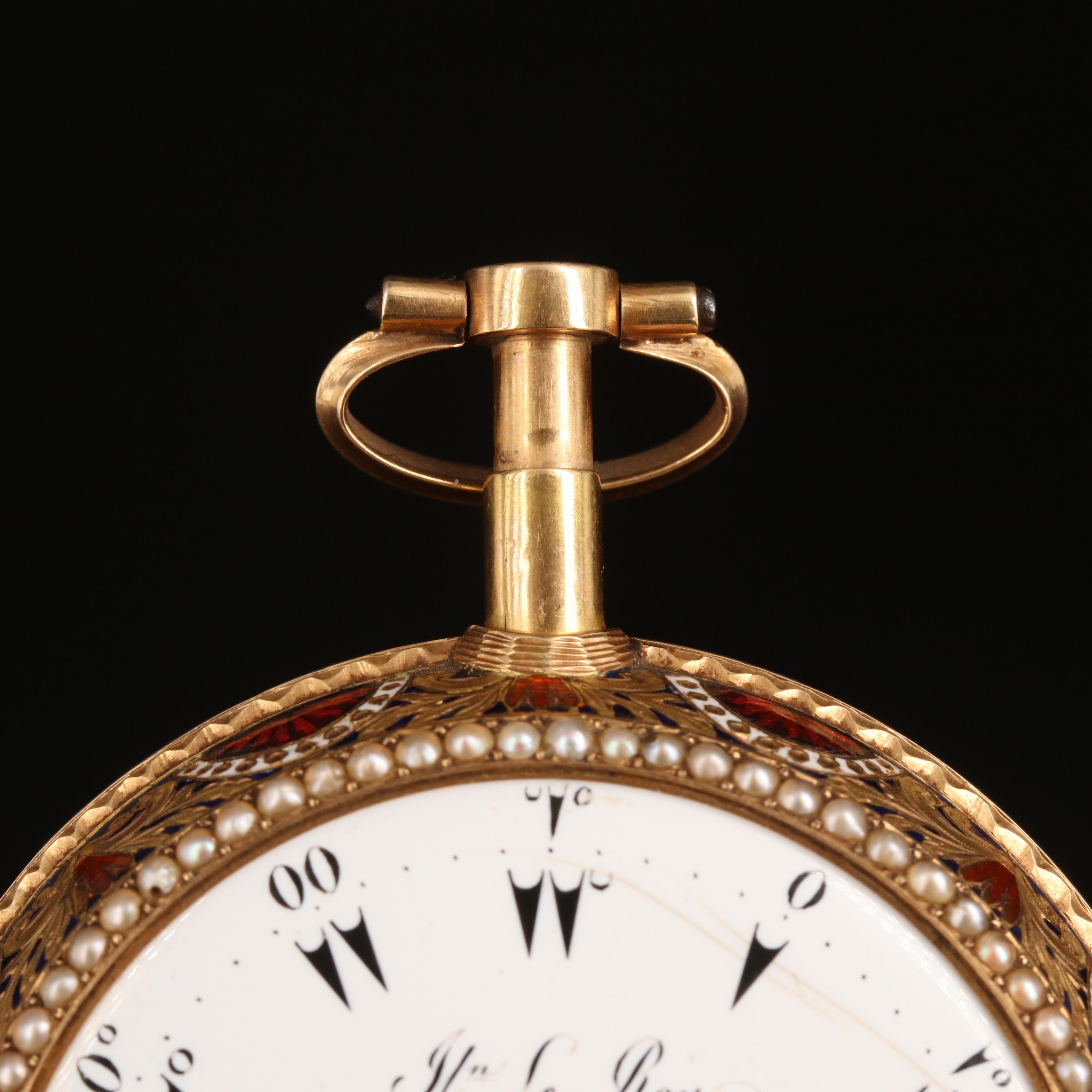 18K Pearl and Enamel Repeater Pocket Watch