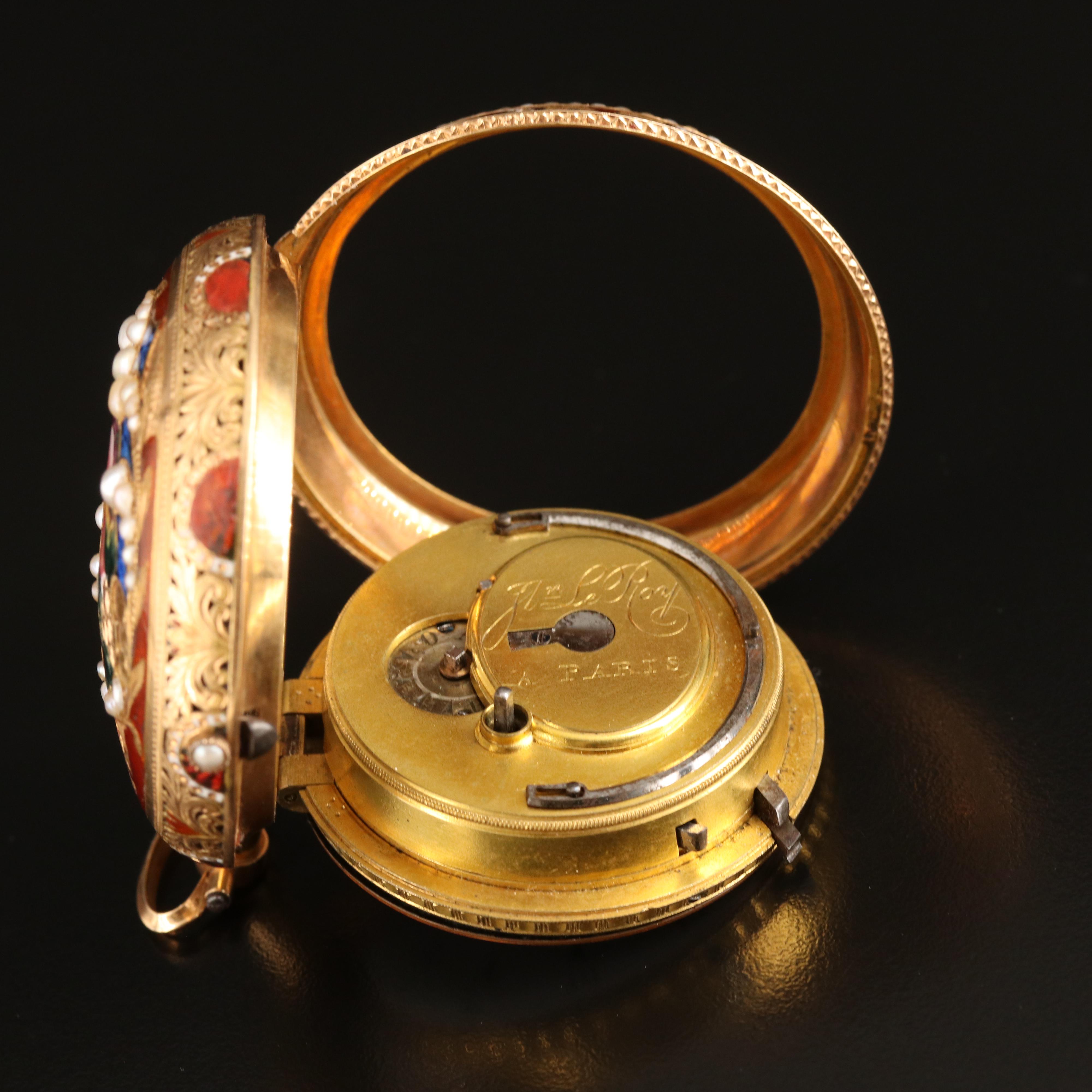 18K Pearl and Enamel Repeater Pocket Watch