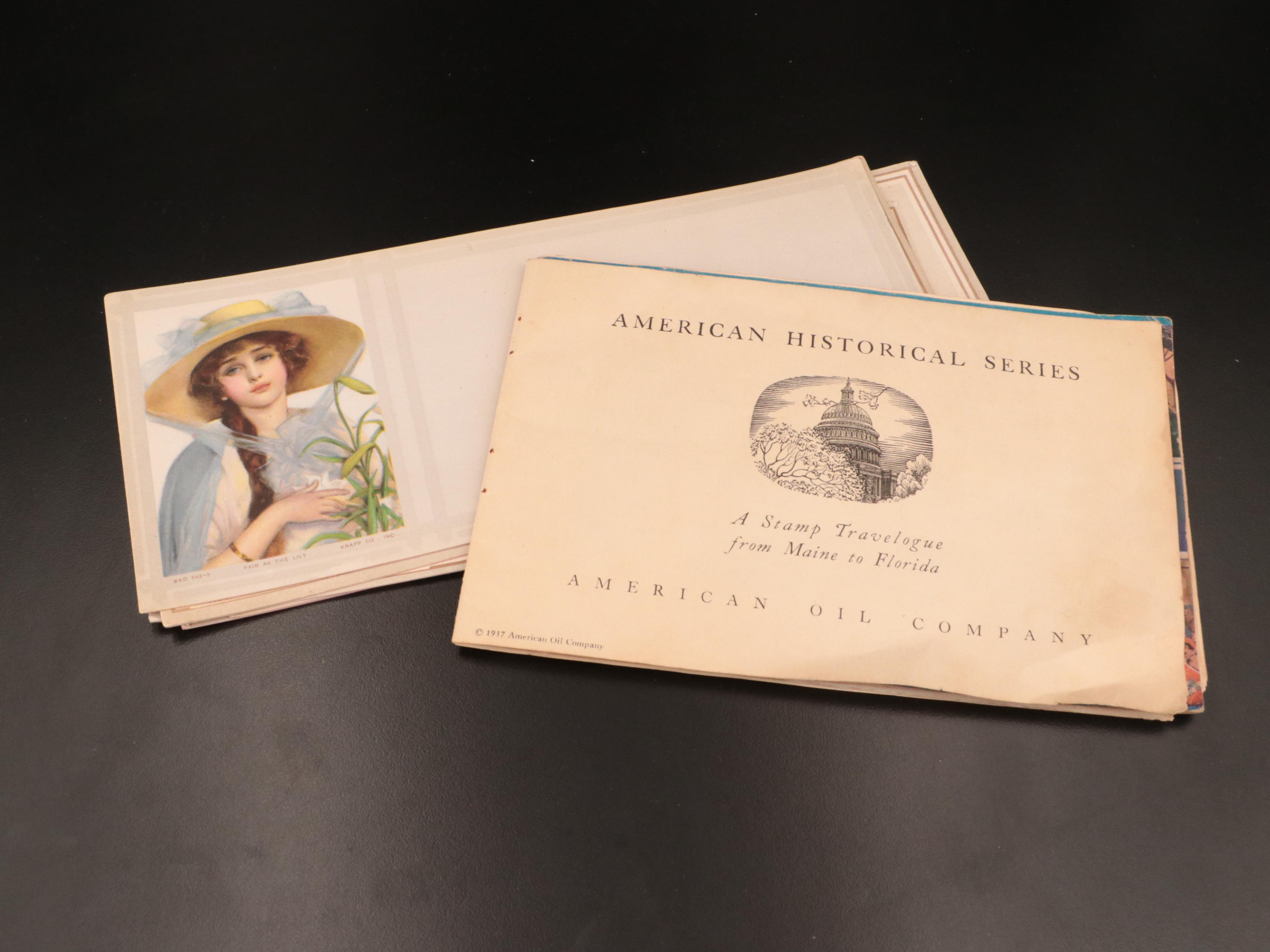 Partial Collection of Gasoline Stamps Booklet and Printed Note Cards