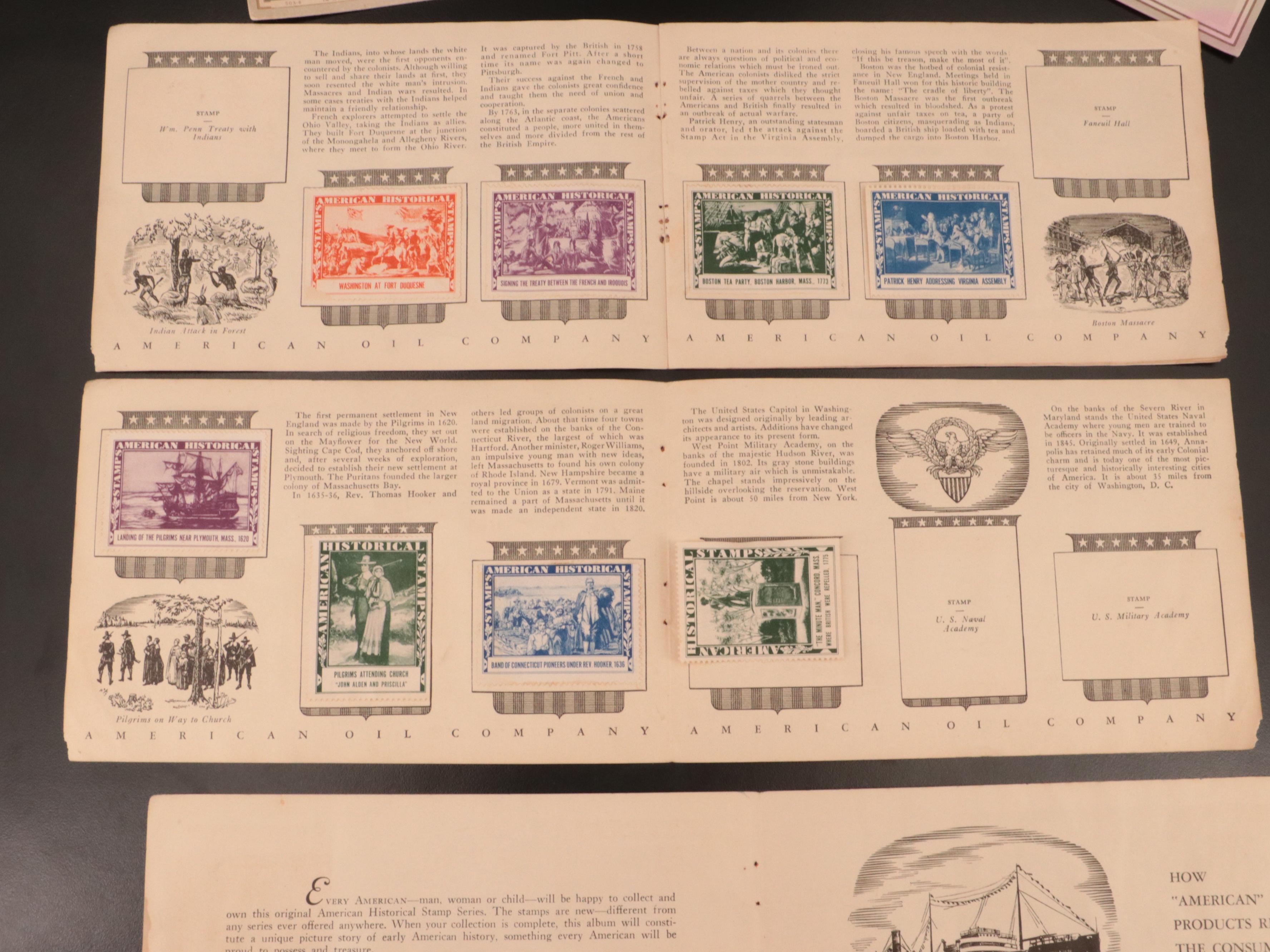 Partial Collection of Gasoline Stamps Booklet and Printed Note Cards