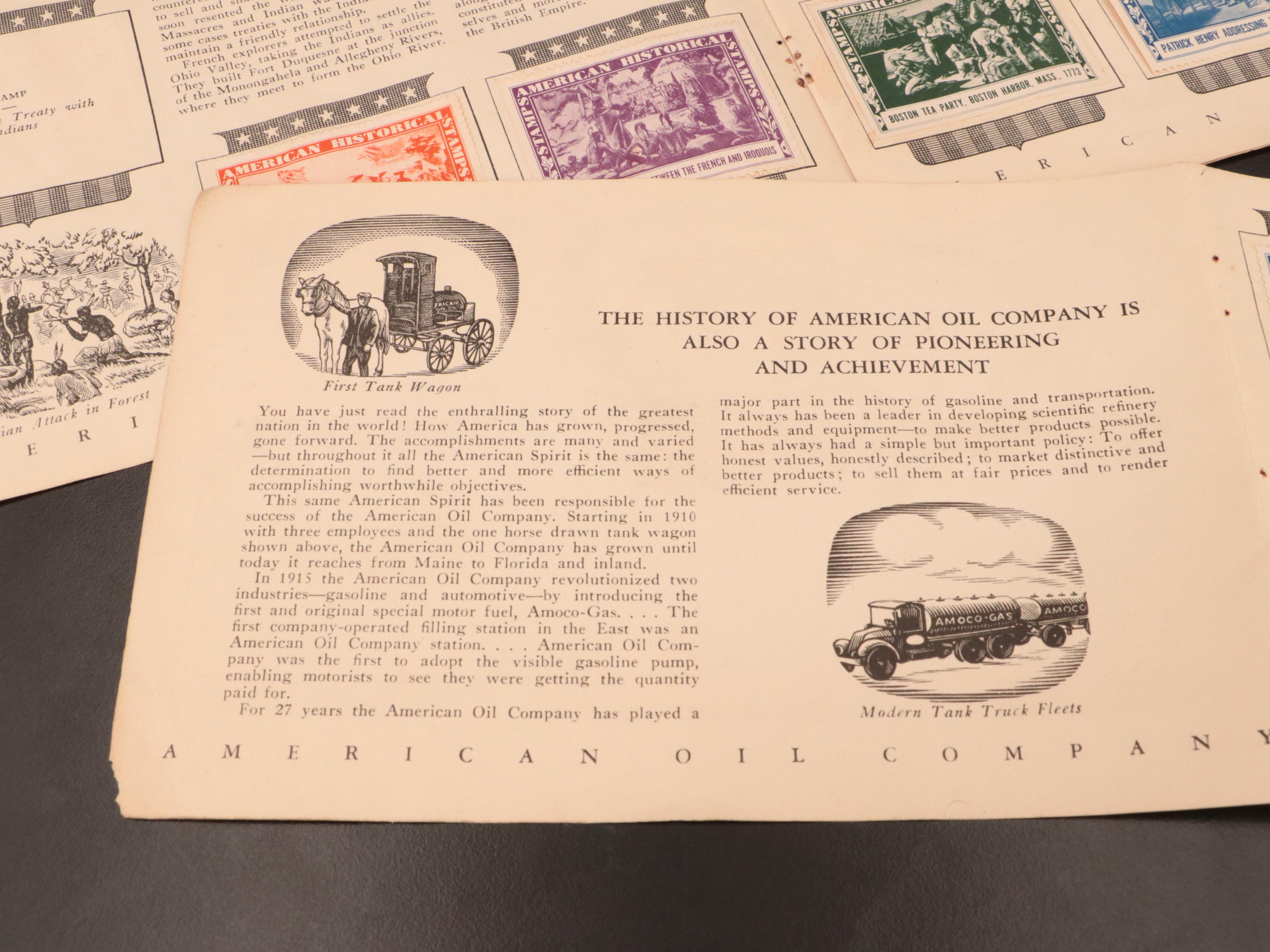Partial Collection of Gasoline Stamps Booklet and Printed Note Cards
