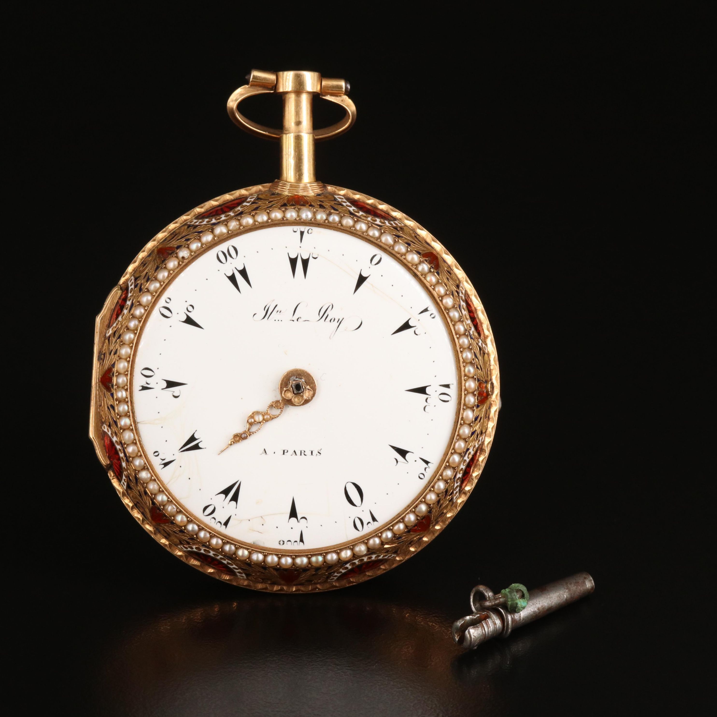 18K Pearl and Enamel Repeater Pocket Watch