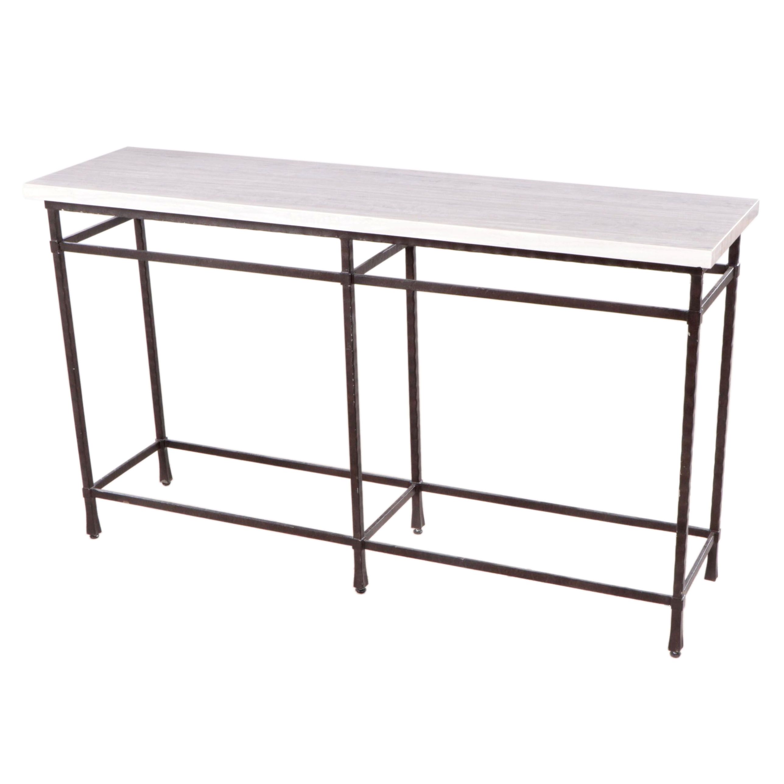 Contemporary Metal and Marble Top Console Table