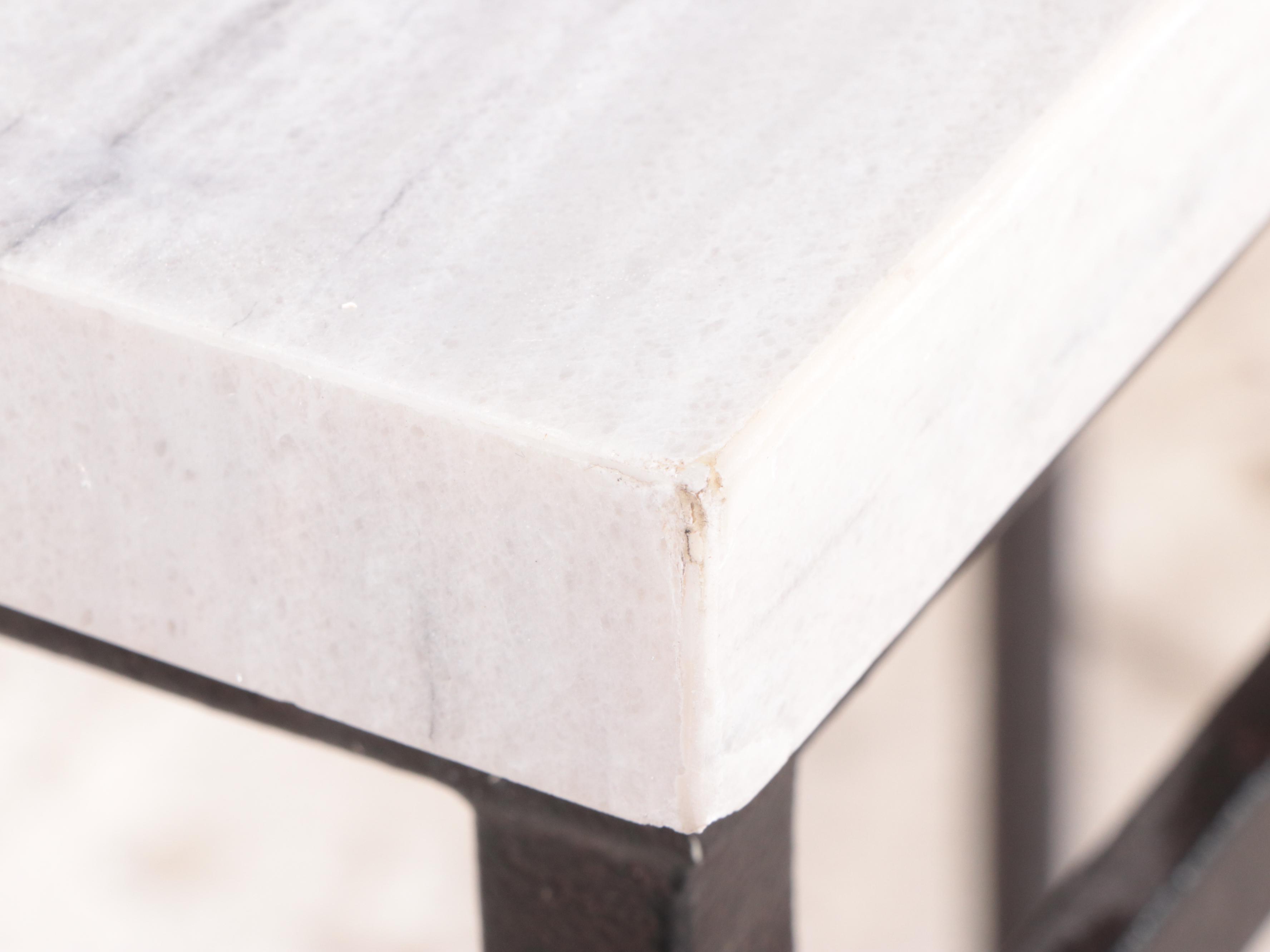 Contemporary Metal and Marble Top Console Table