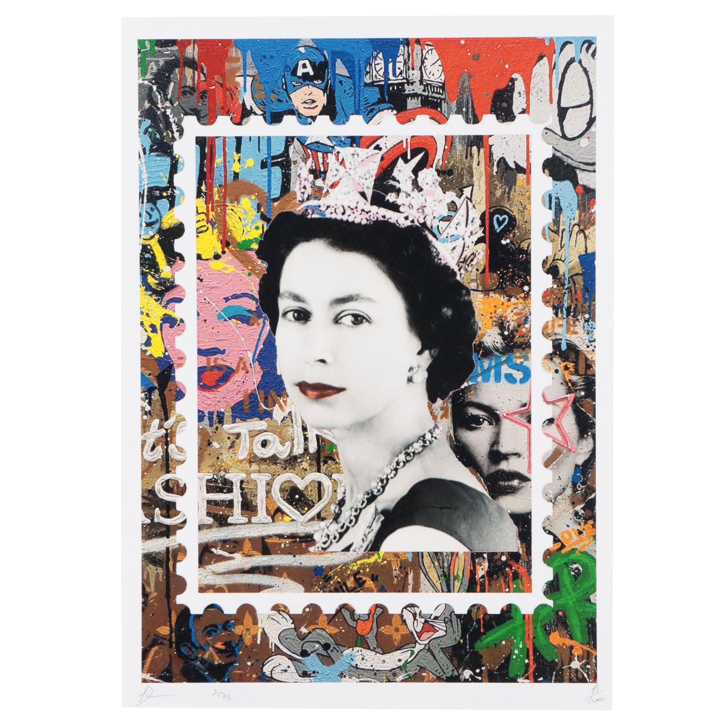 Death NYC Pop Art Graphic Print of Queen Elizabeth, 2022
