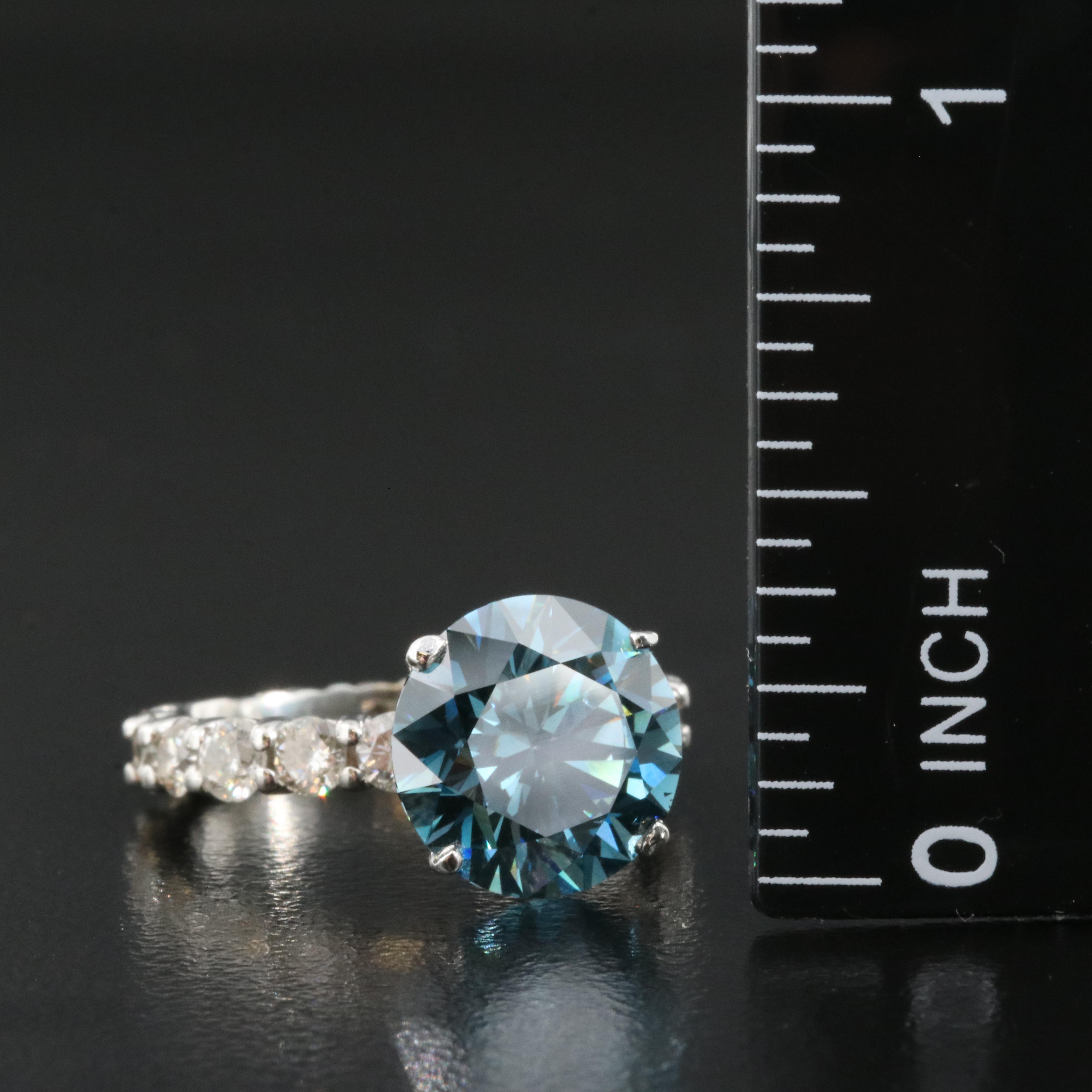 14K 5.10 CTW Diamond Ring with Fancy Dark Blue Center