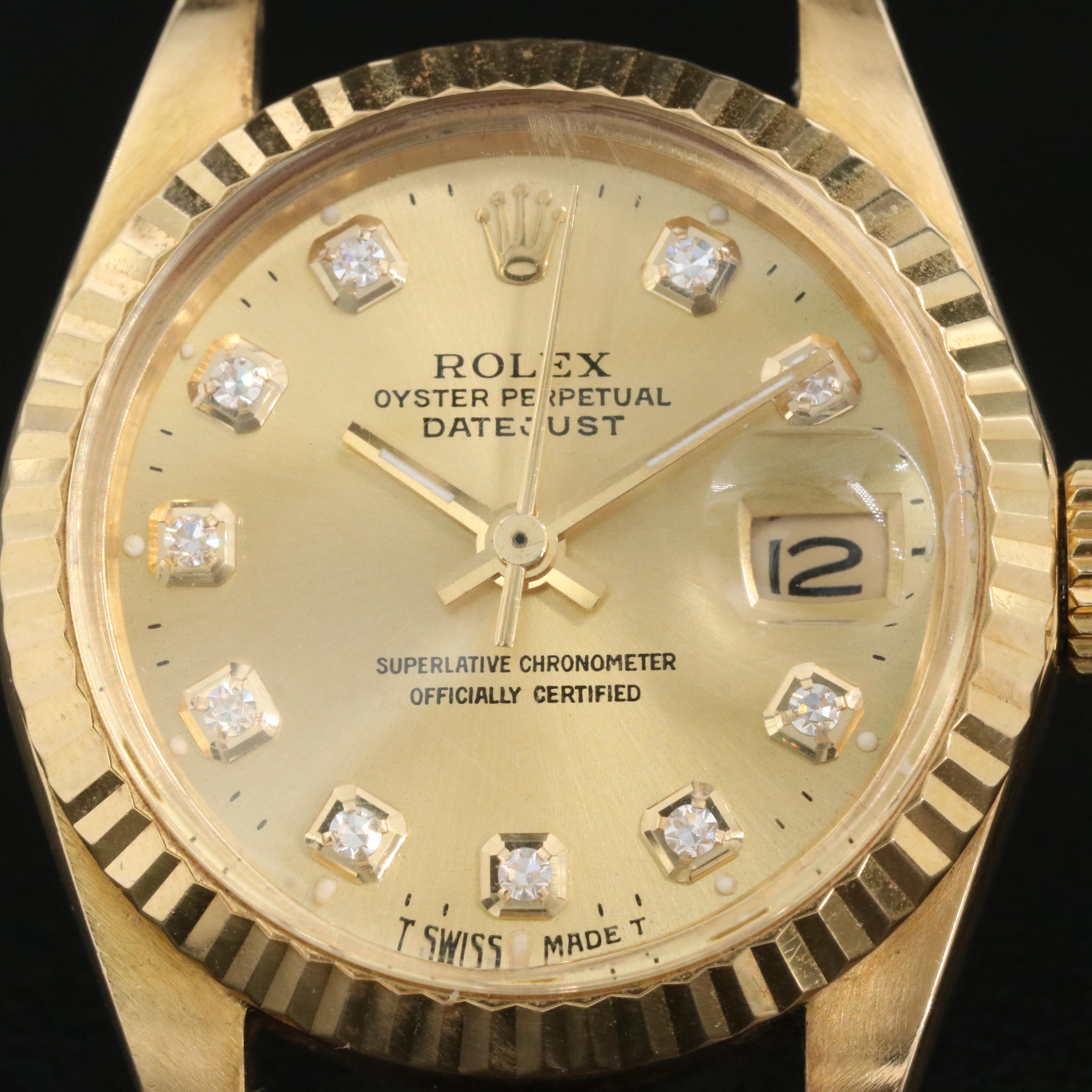 Rolex Oyster Perpetual Datejust 18K 0.10 CTW Diamond Watch