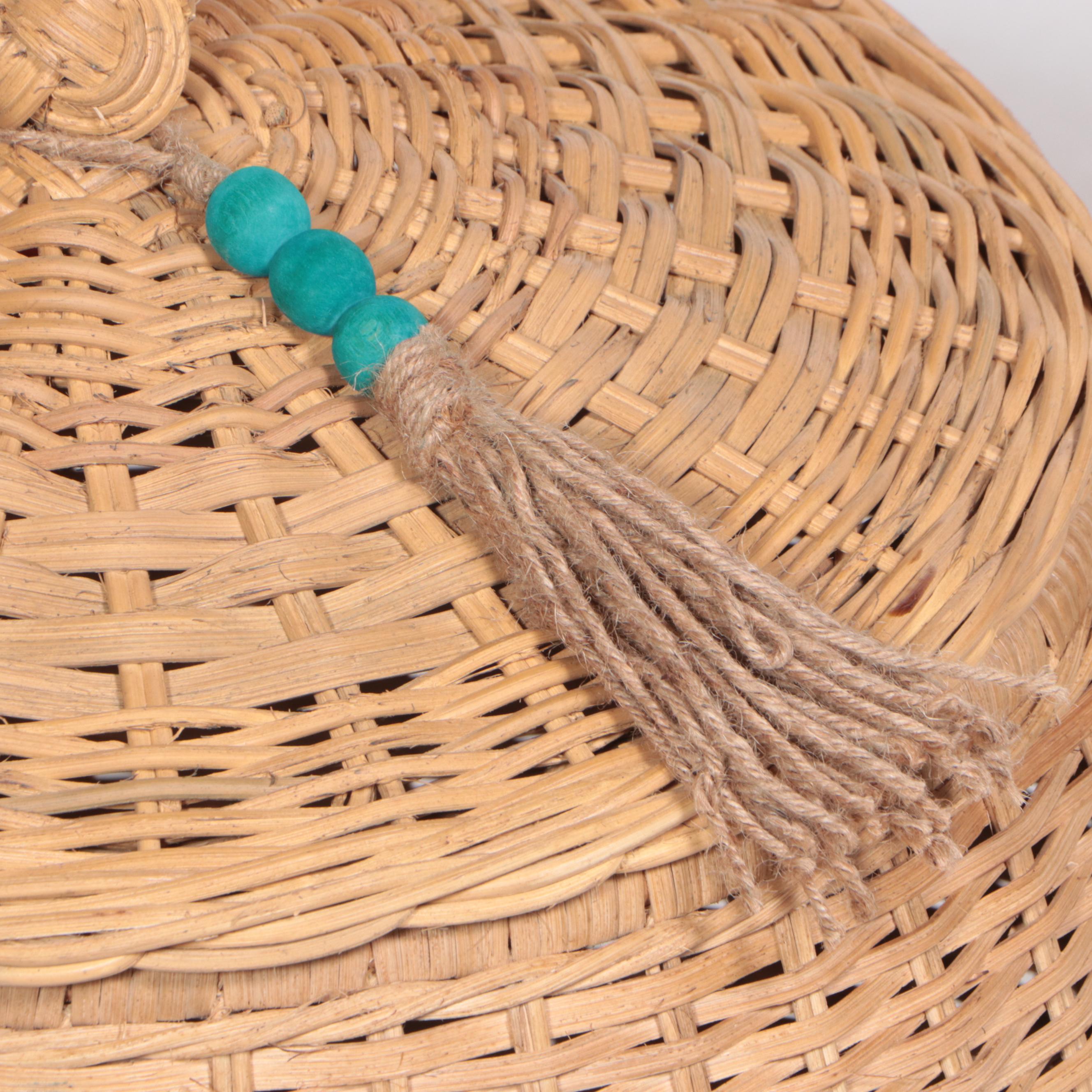 Pair of Opalhouse Designed with Jungalow Rattan Baskets with Tassel Lids