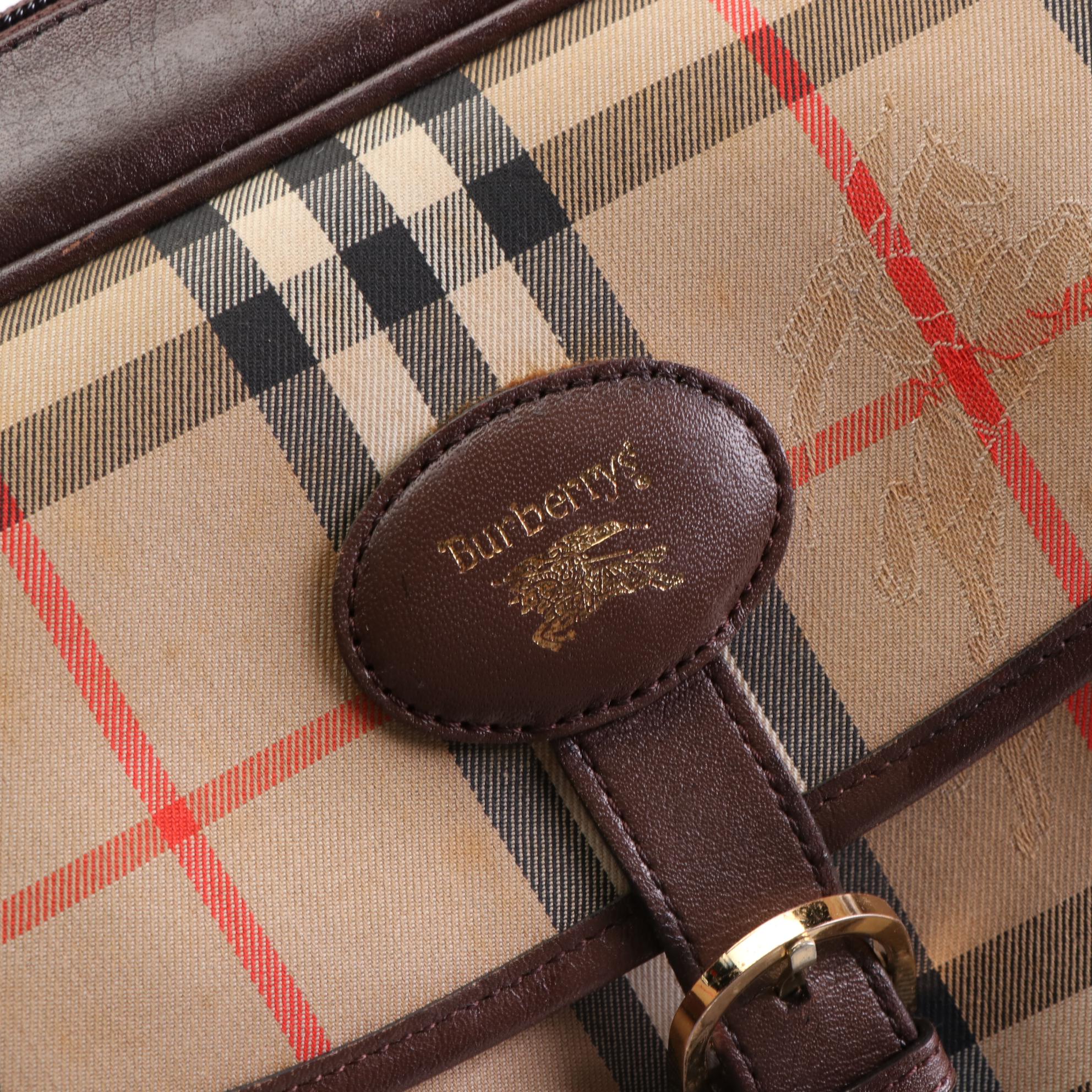 Burberrys Haymarket Check Canvas and Leather Shoulder Bag