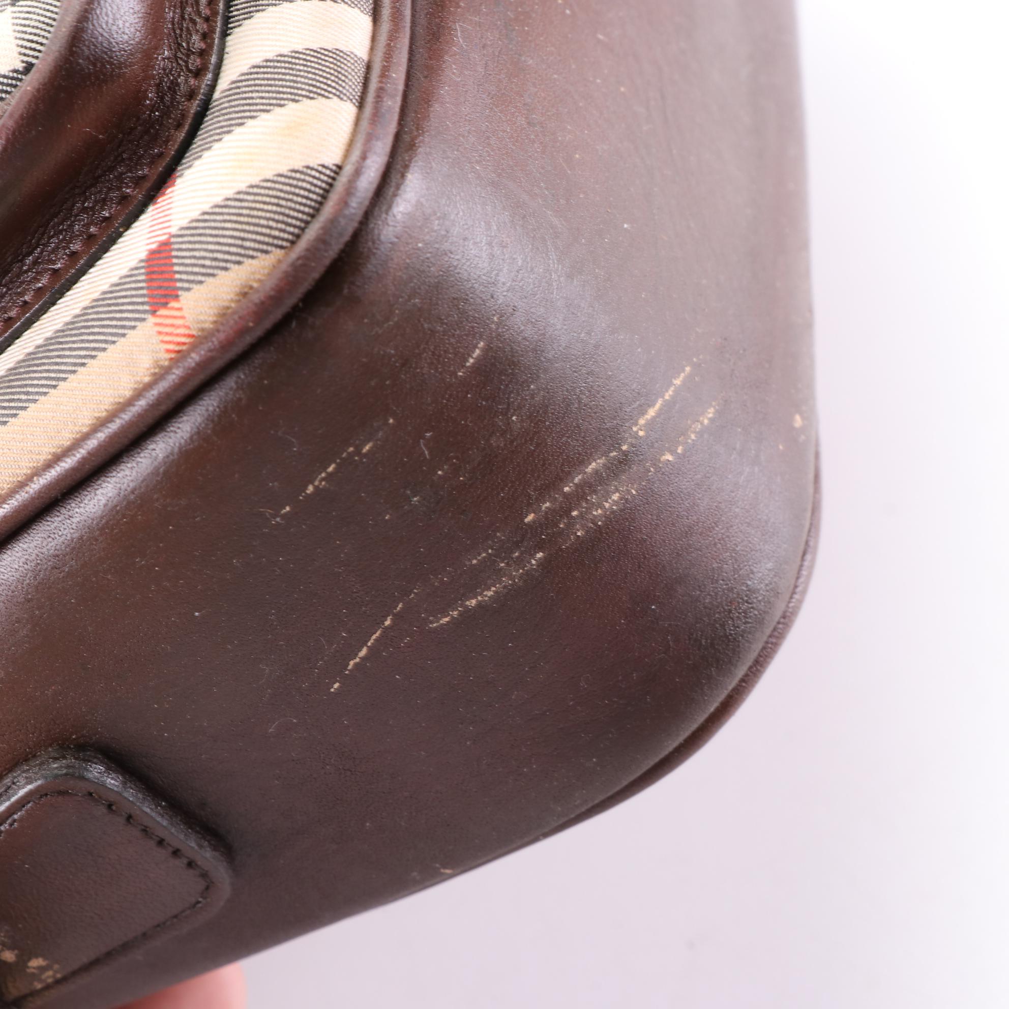 Burberrys Haymarket Check Canvas and Leather Shoulder Bag