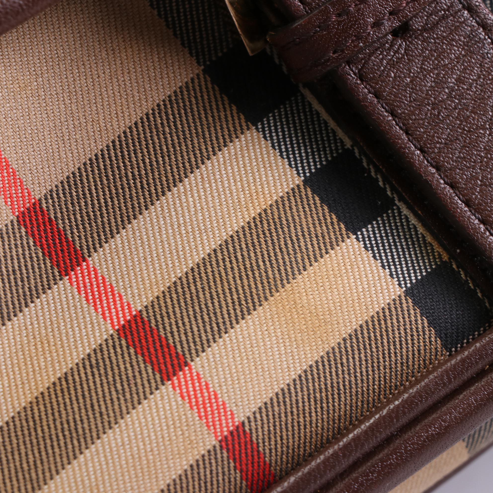 Burberrys Haymarket Check Canvas and Leather Shoulder Bag