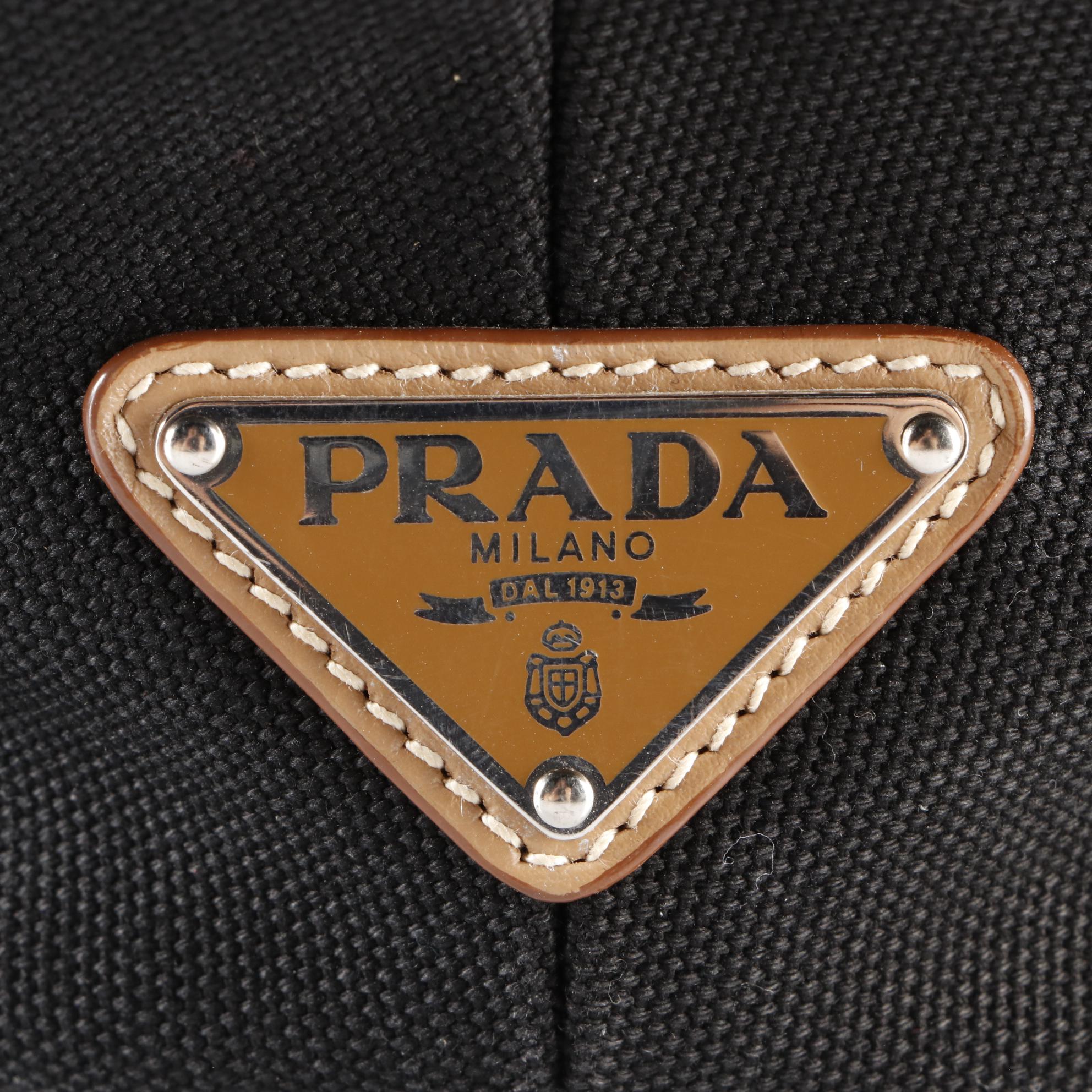 Prada Canapa Logo Tote in Black Canvas