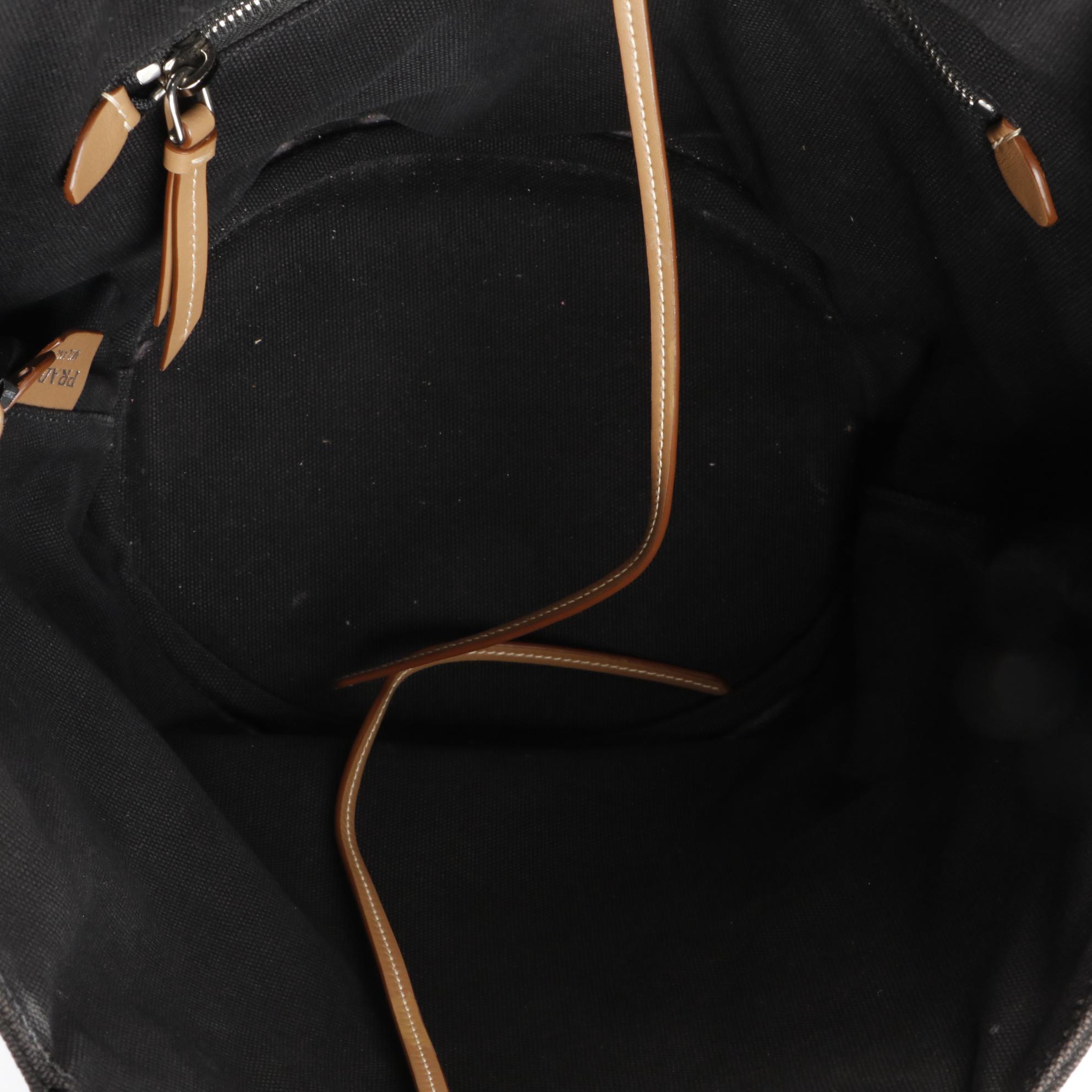 Prada Canapa Logo Tote in Black Canvas