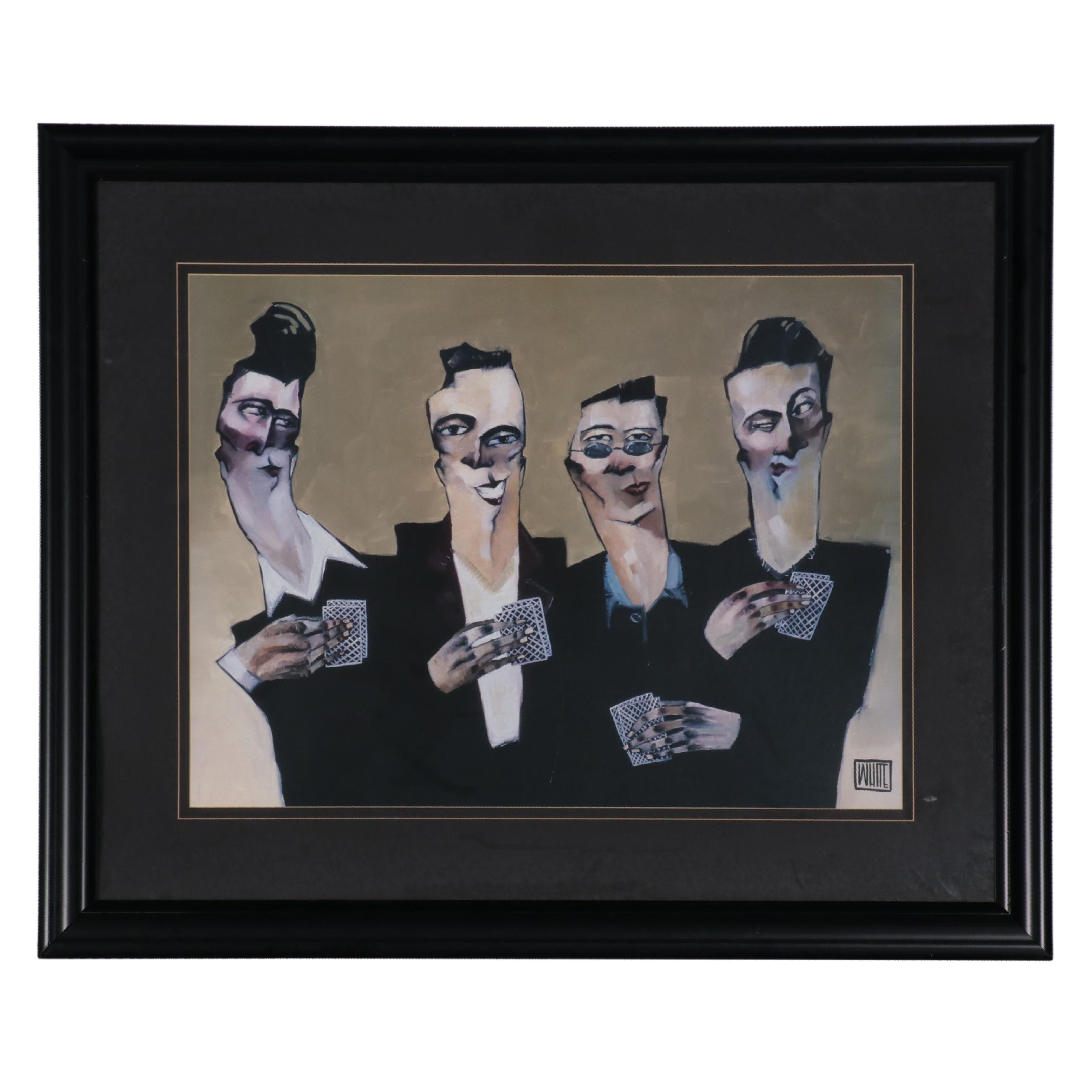 Offset Lithograph After Todd White "Guys and Cards," Late 20th Century