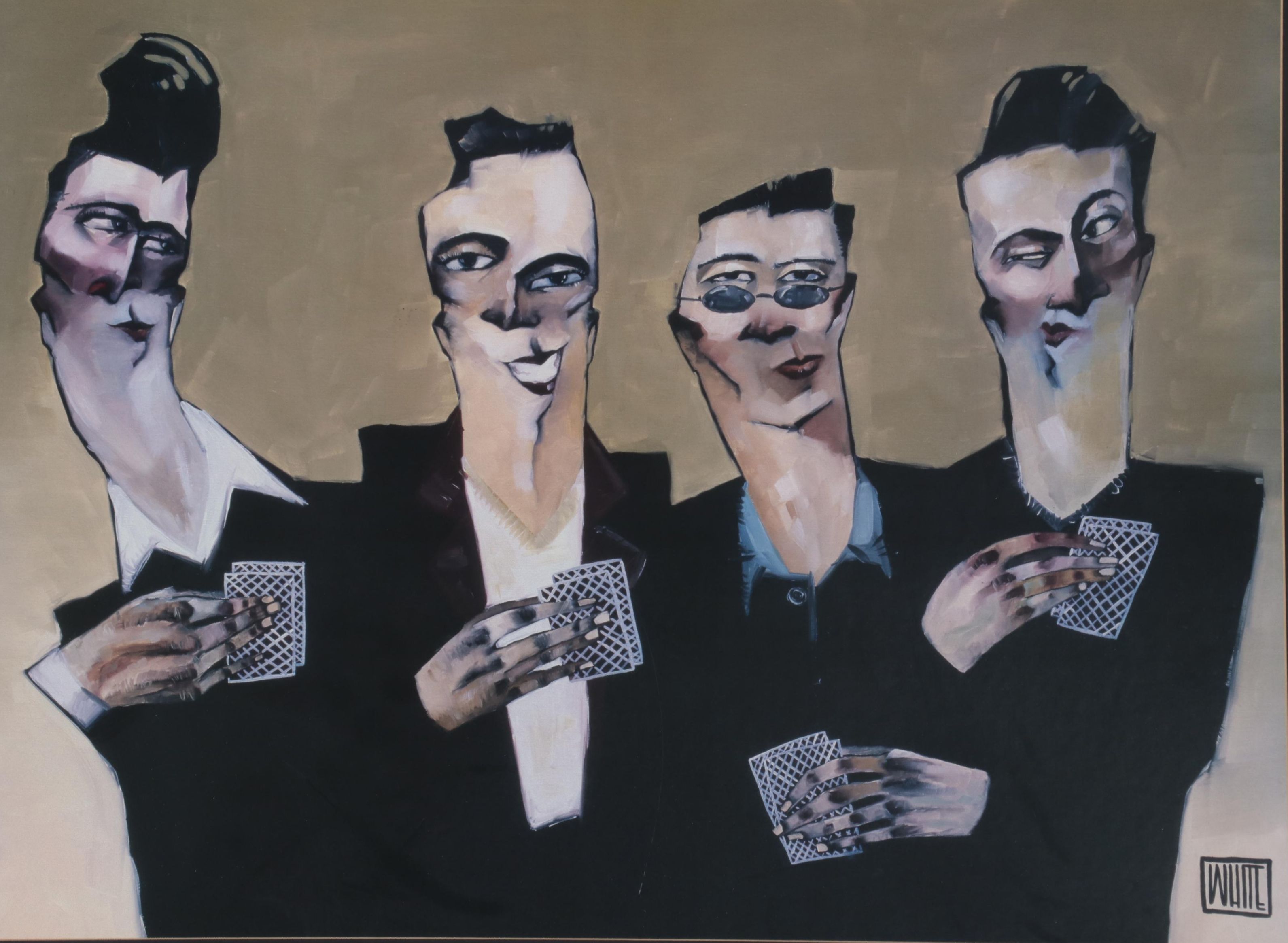 Offset Lithograph After Todd White "Guys and Cards," Late 20th Century