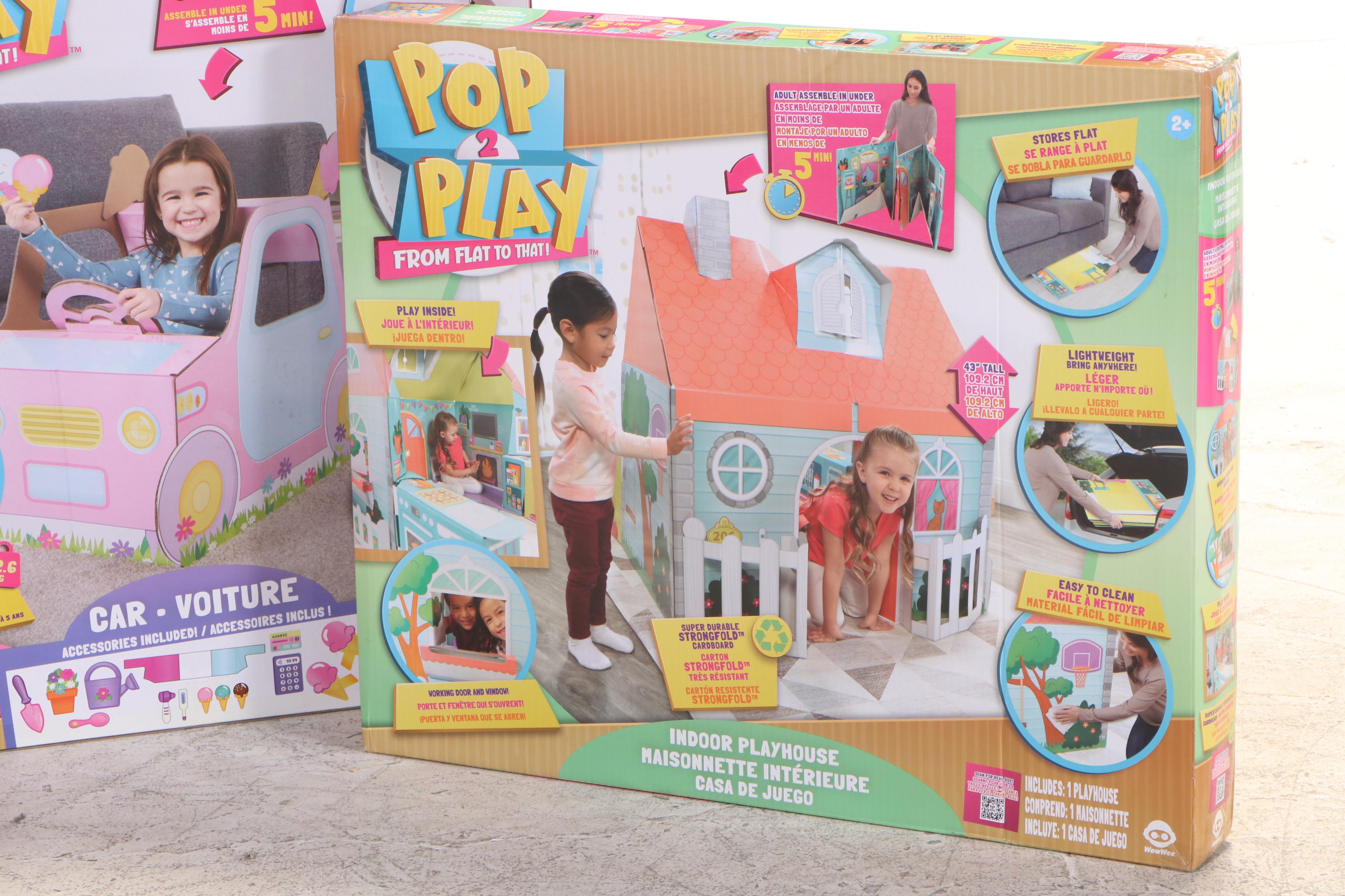 WowWee Pop2Play StrongFold Cardboard Pink Toy Car and Indoor Playhouse Sets