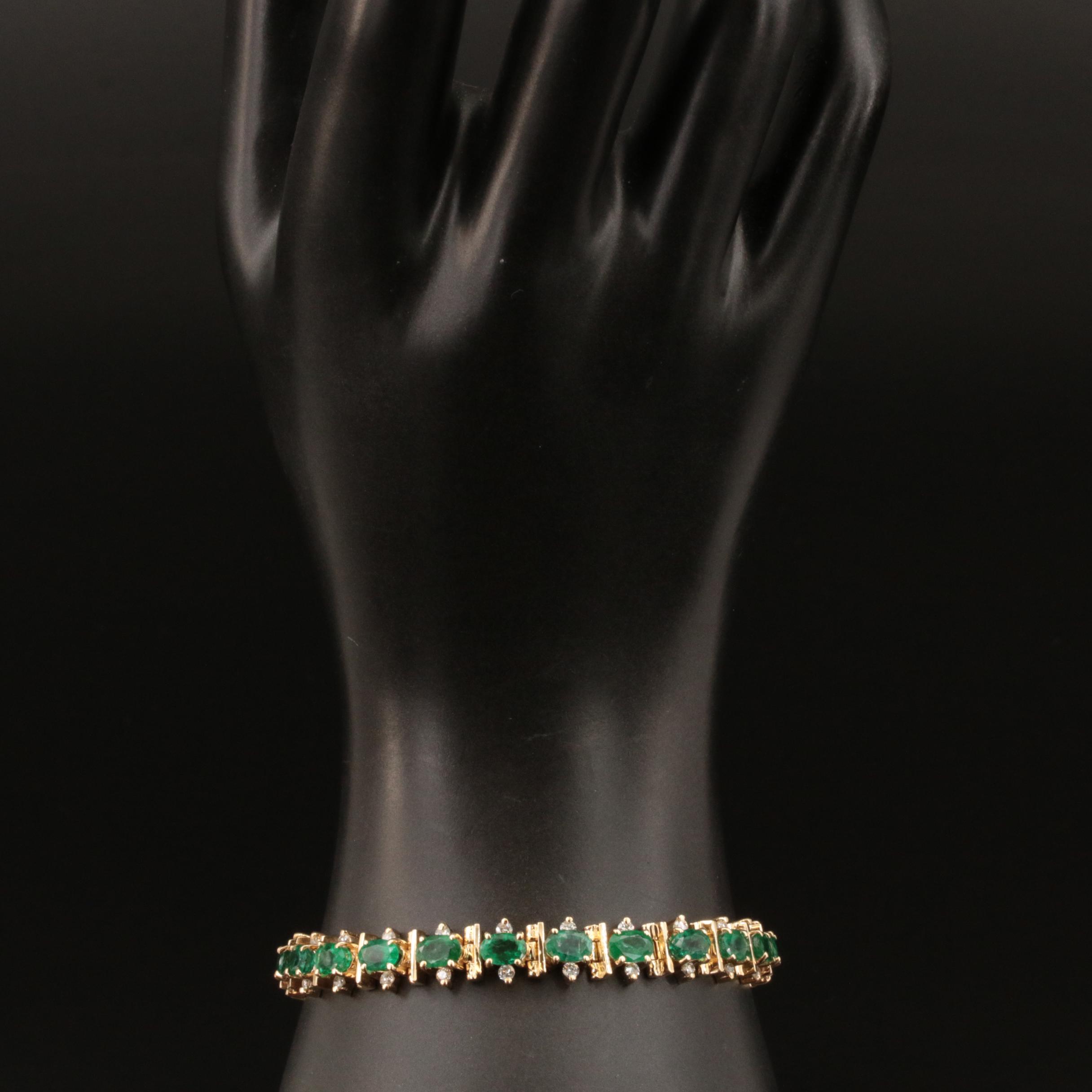 14K Emerald and 1.38 CTW Diamond Bracelet