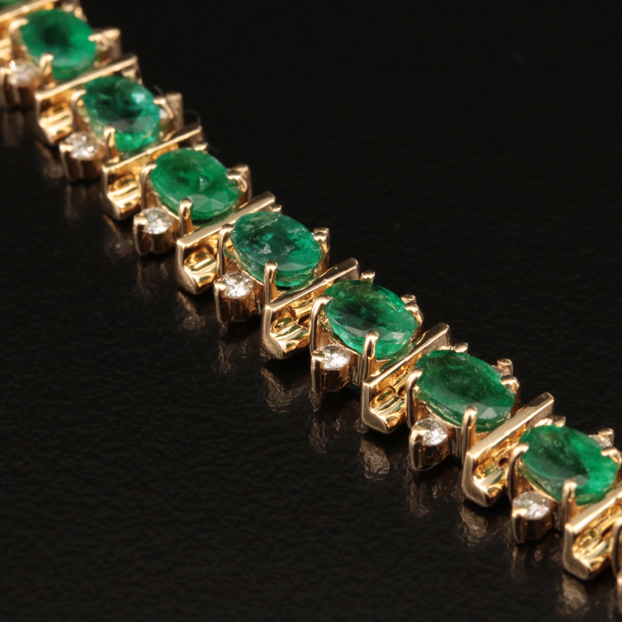 14K Emerald and 1.38 CTW Diamond Bracelet