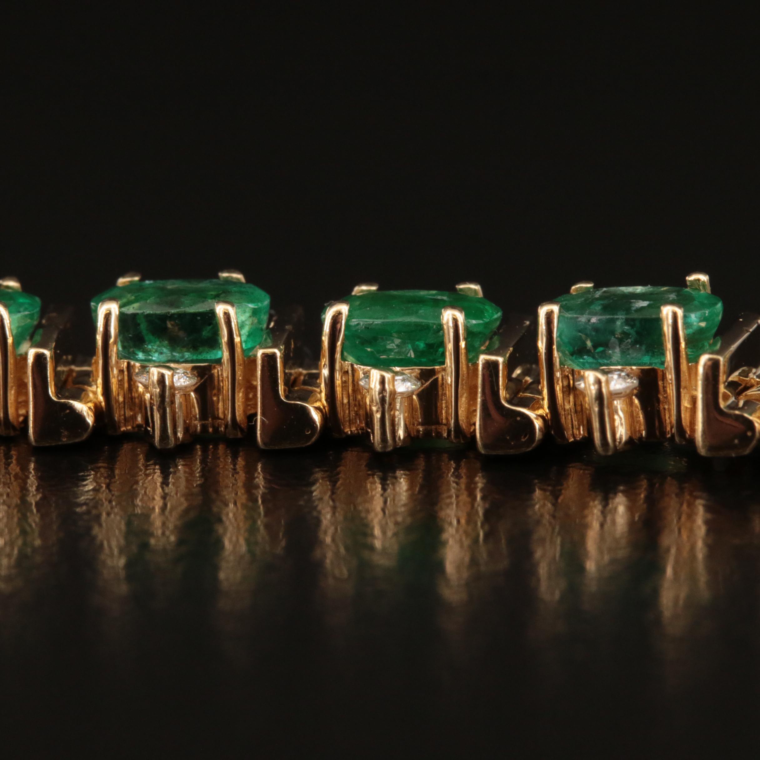 14K Emerald and 1.38 CTW Diamond Bracelet