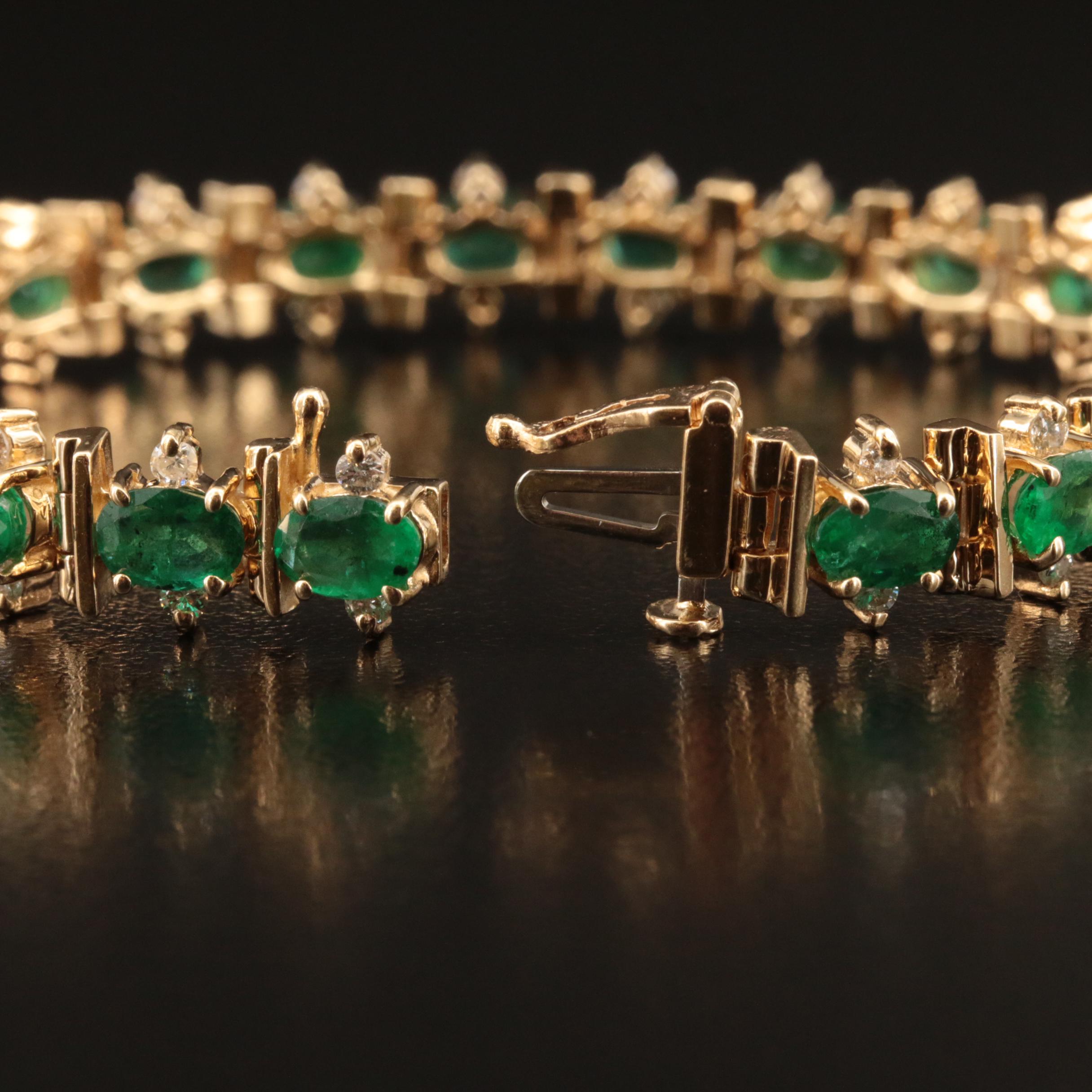 14K Emerald and 1.38 CTW Diamond Bracelet