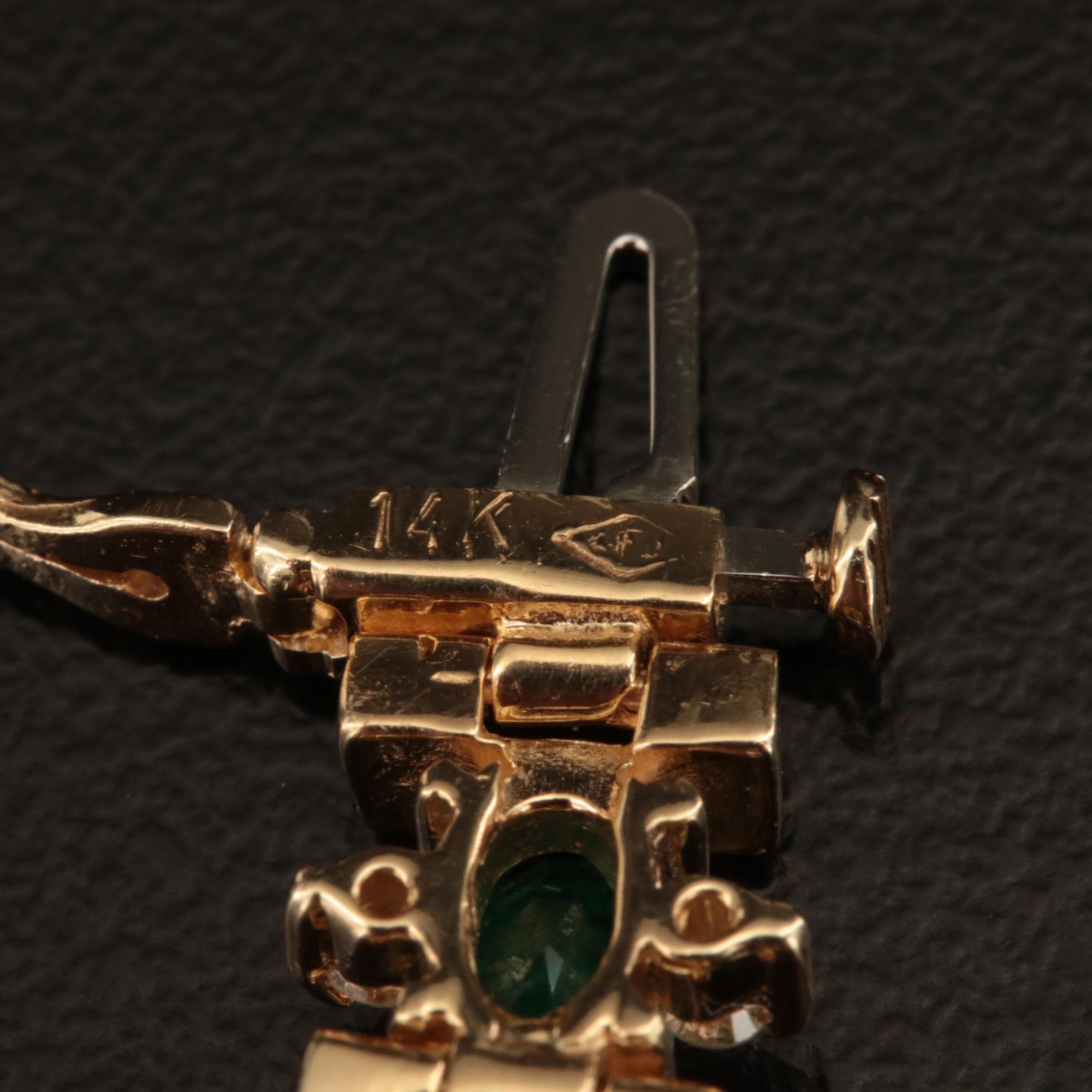 14K Emerald and 1.38 CTW Diamond Bracelet