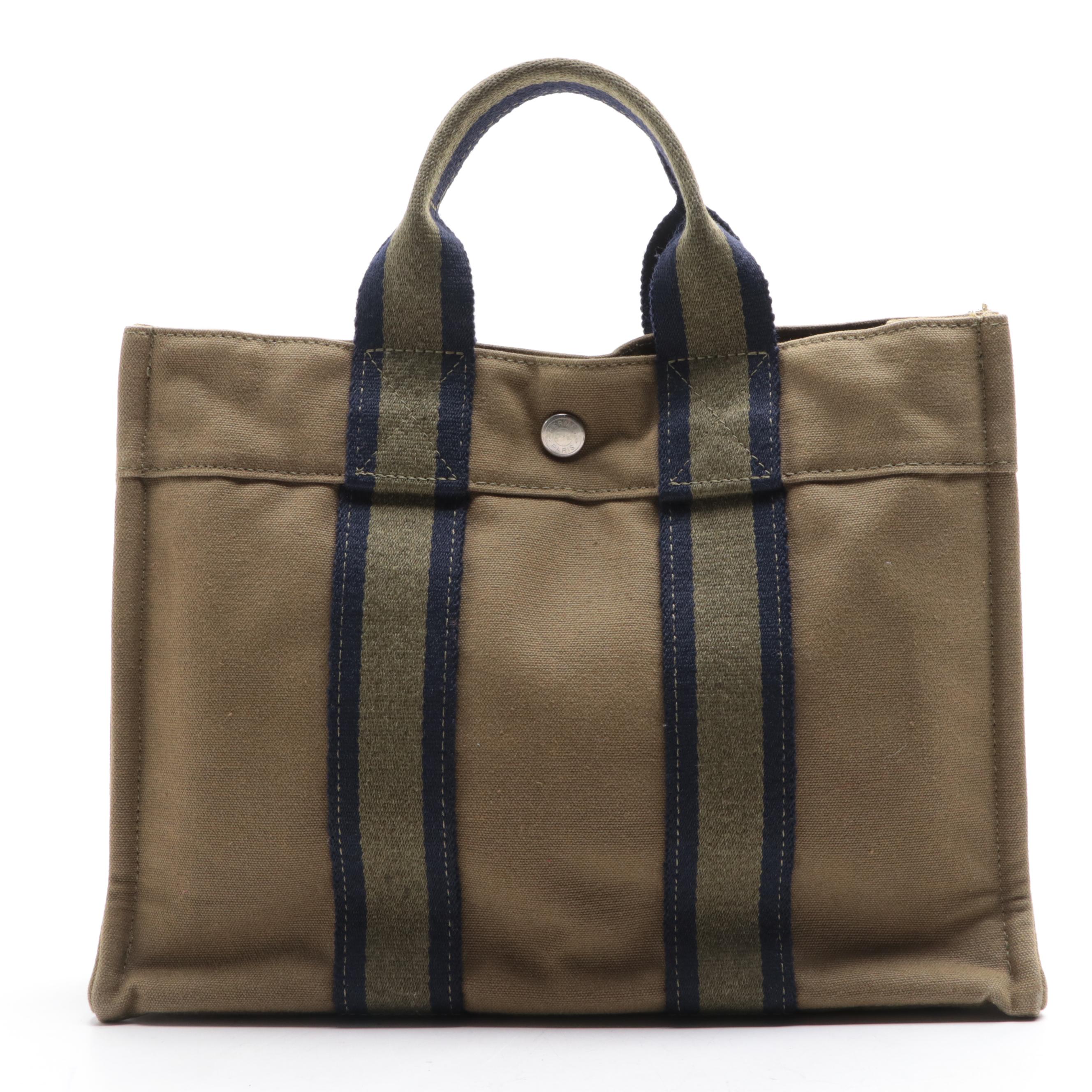 Hermès Fourre Tout PM in Green Cotton Canvas