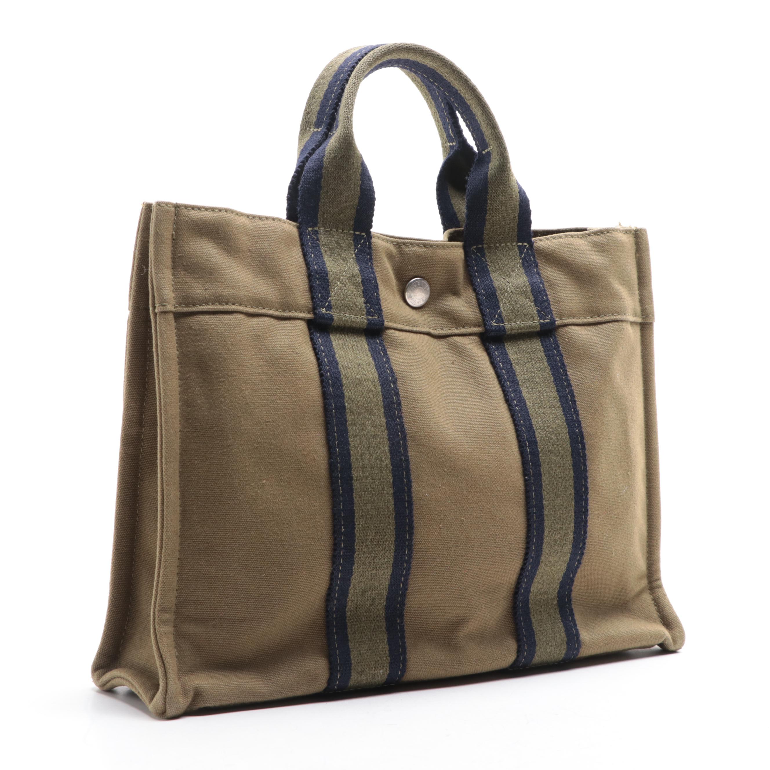 Hermès Fourre Tout PM in Green Cotton Canvas