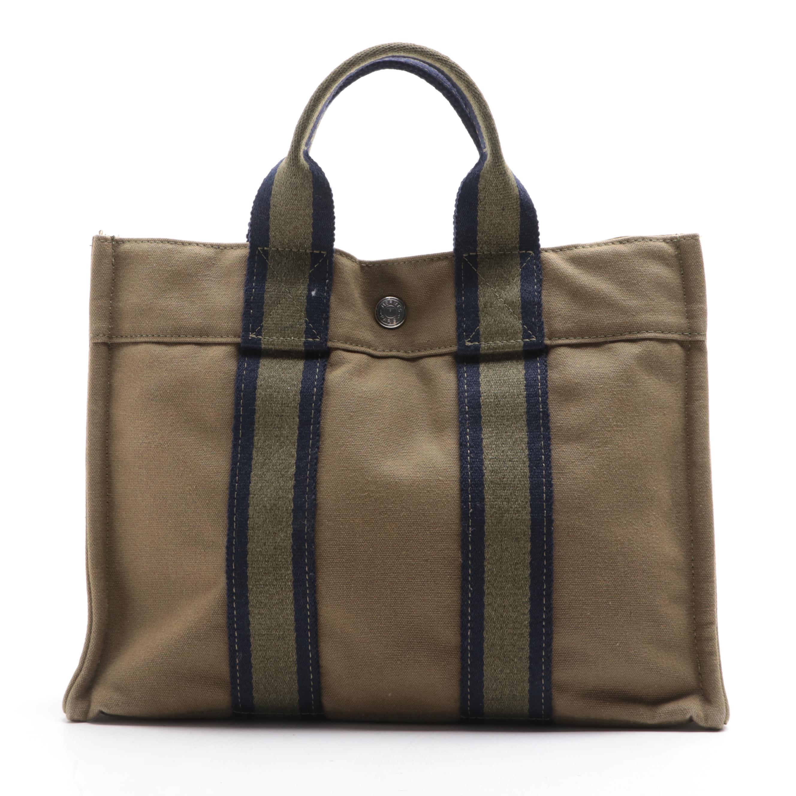 Hermès Fourre Tout PM in Green Cotton Canvas