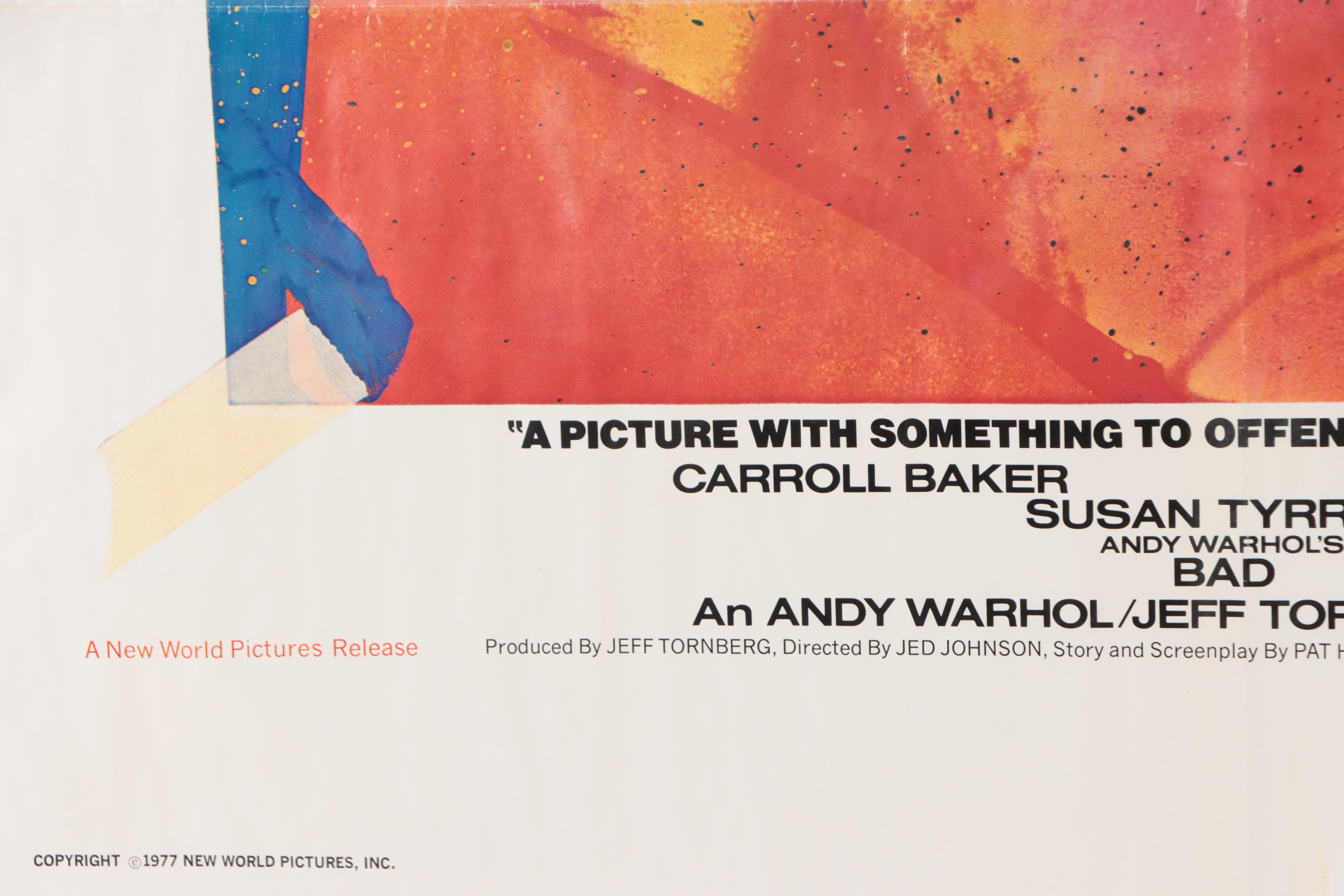 Film Release Poster for Andy Warhol's "Bad," 1977