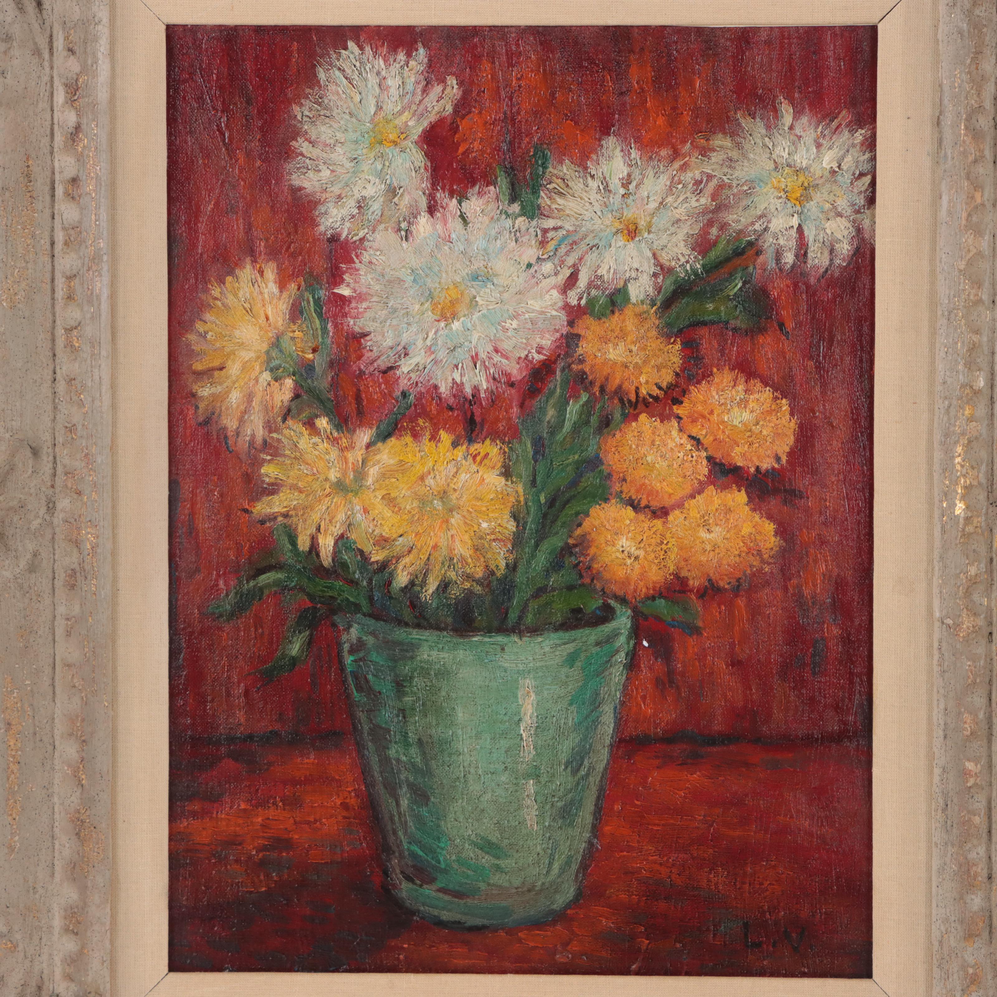 Floral Still Life Oil Painting Manner of Louis Valtat, Circa 1930