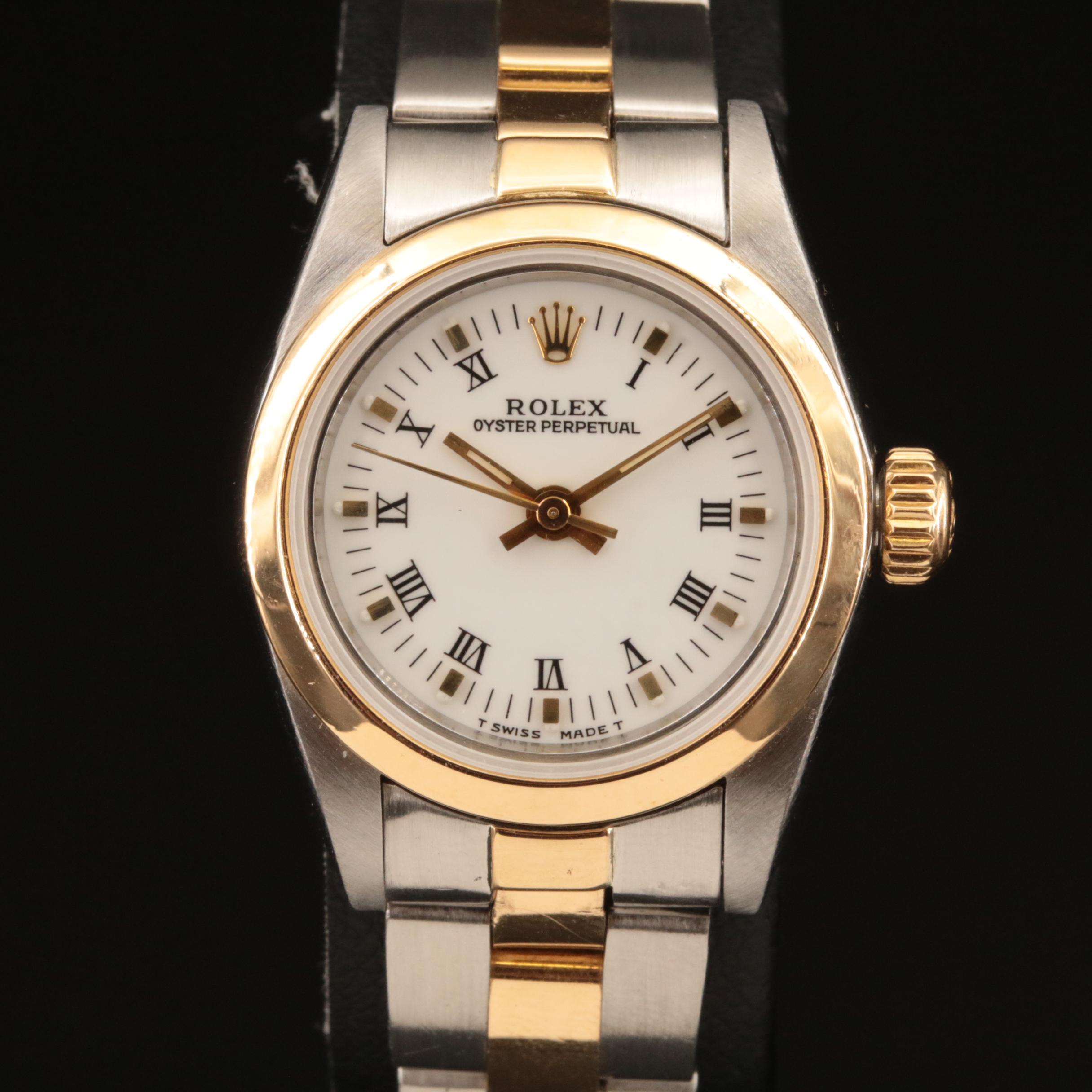 1989 Rolex 18K and Stainless Steel Oyster Perpetual Watch