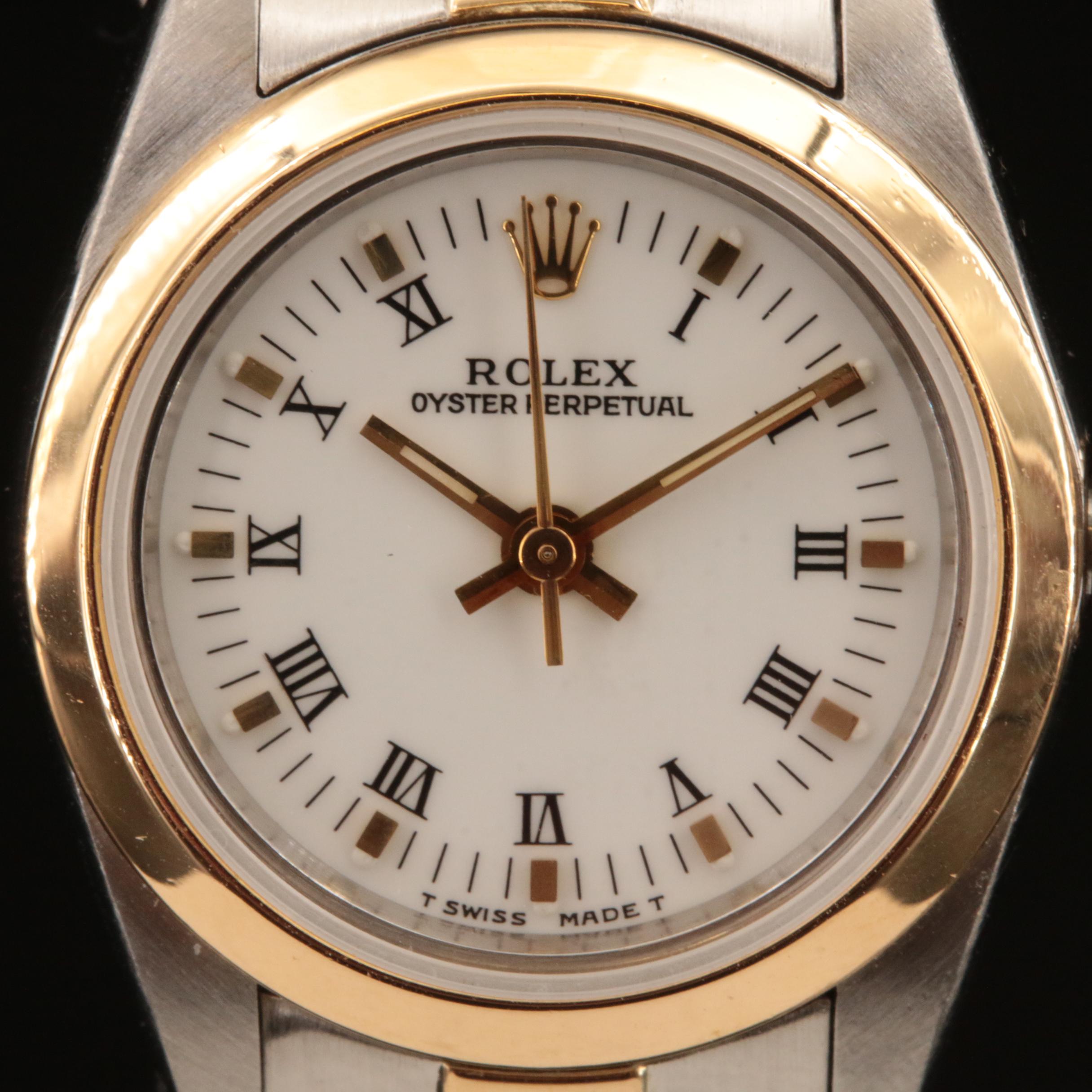 1989 Rolex 18K and Stainless Steel Oyster Perpetual Watch