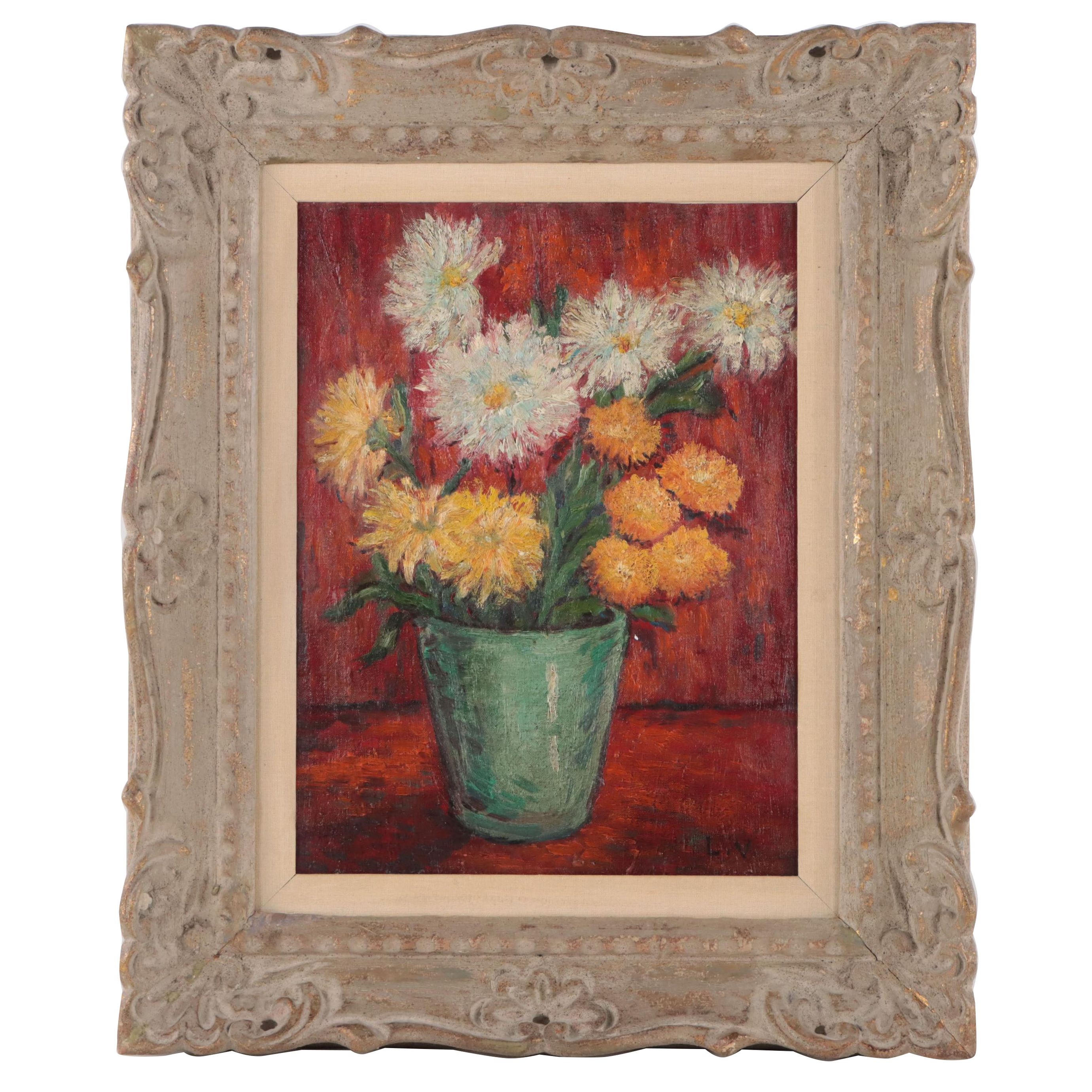 Floral Still Life Oil Painting Manner of Louis Valtat, Circa 1930