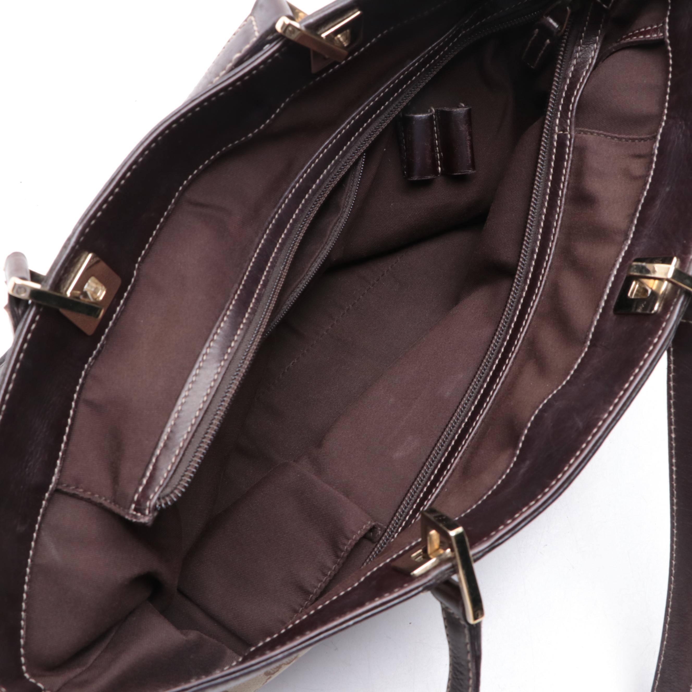 Gucci GG Canvas and Leather Shoulder Tote