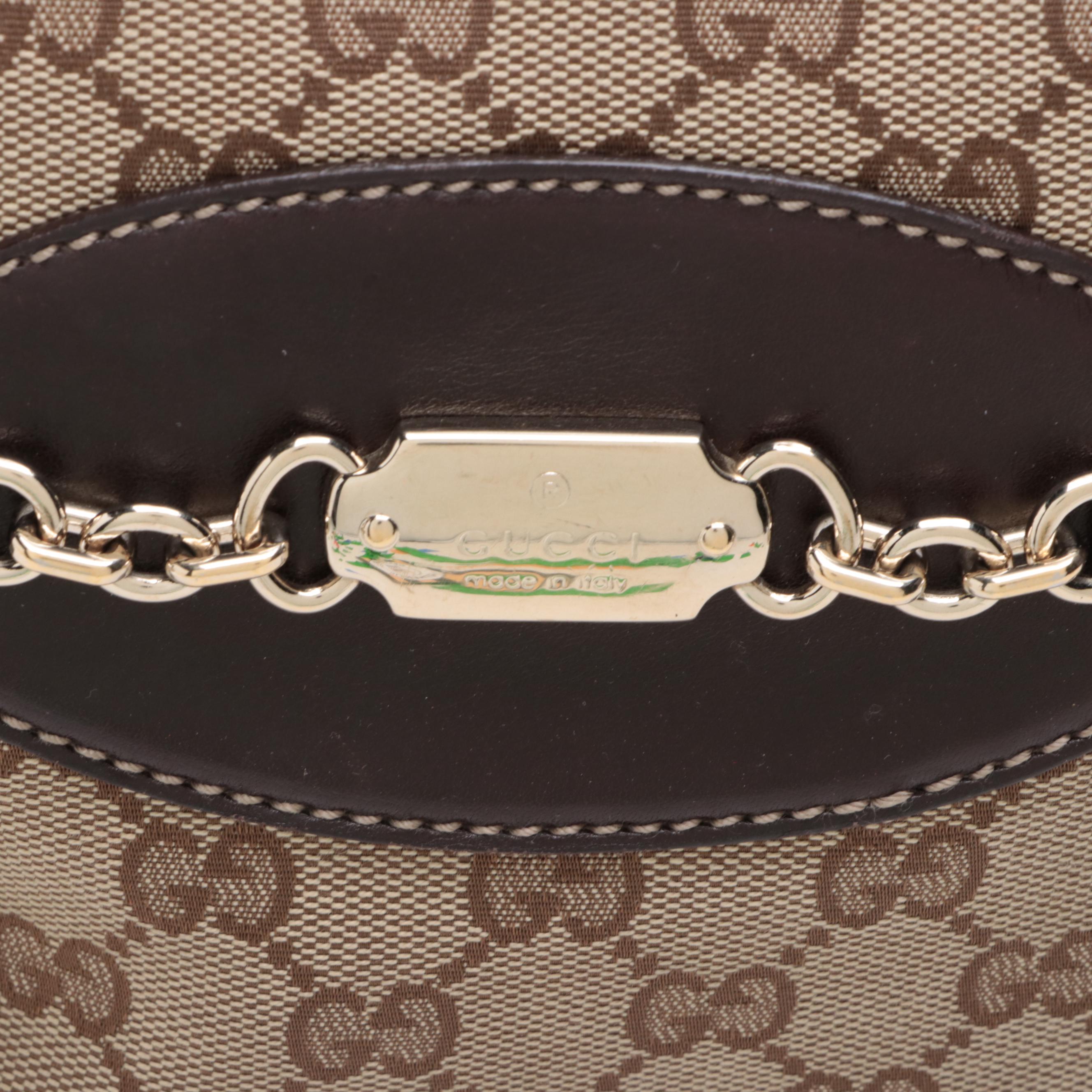 Gucci GG Canvas and Leather Shoulder Tote