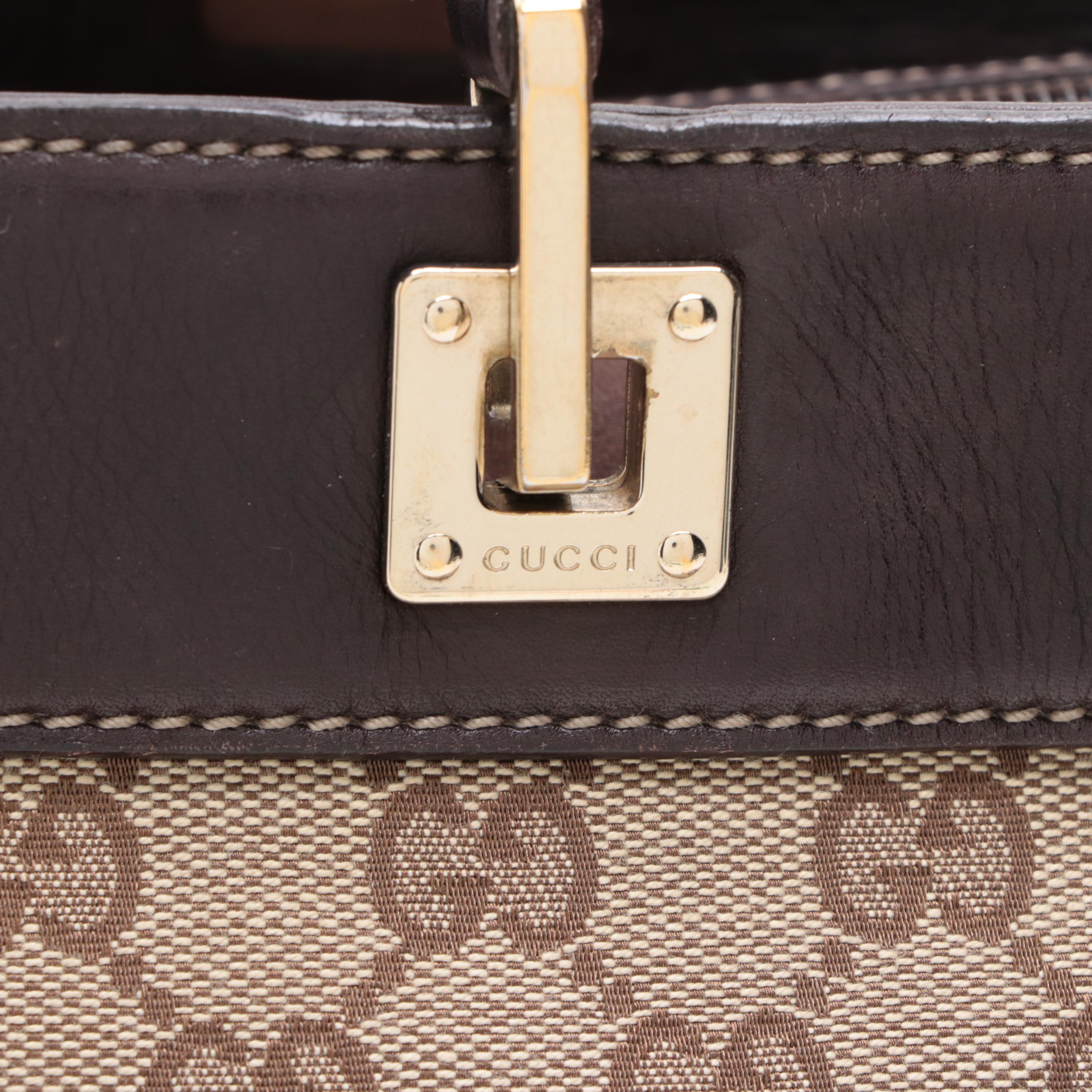 Gucci GG Canvas and Leather Shoulder Tote