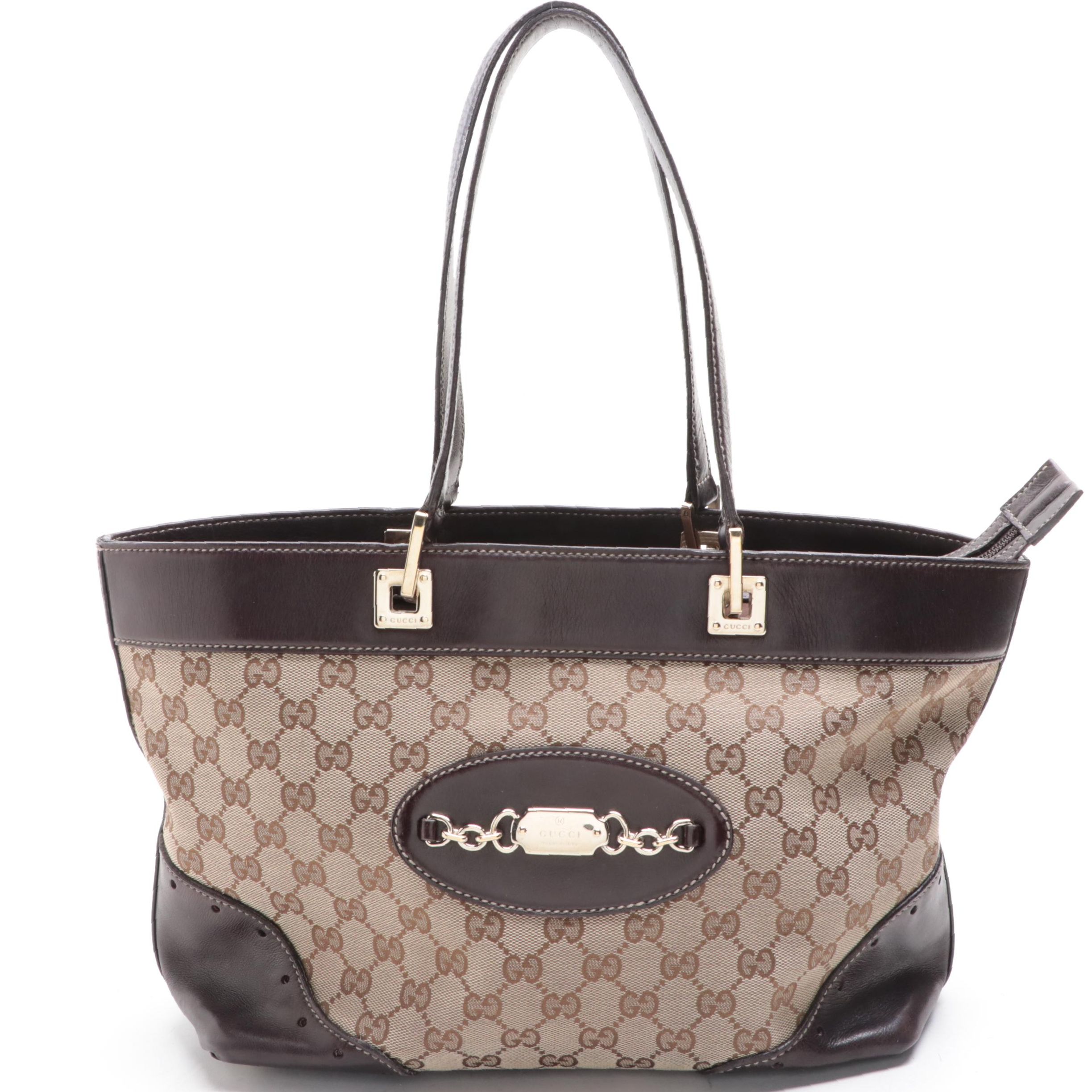 Gucci GG Canvas and Leather Shoulder Tote