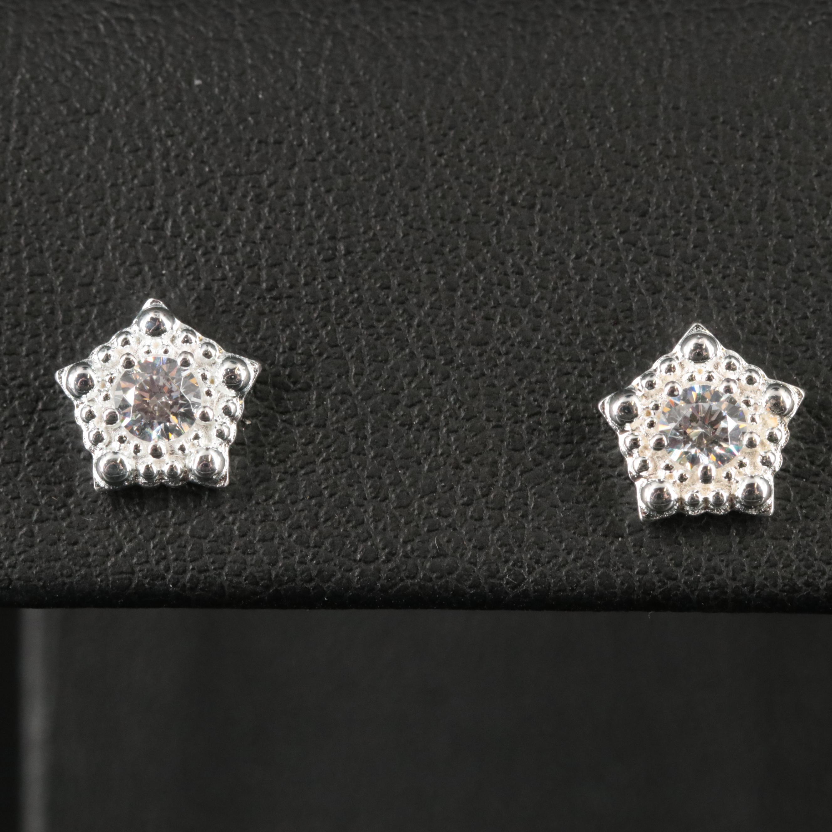 Sterling and Cubic Zirconia Stud Earrings