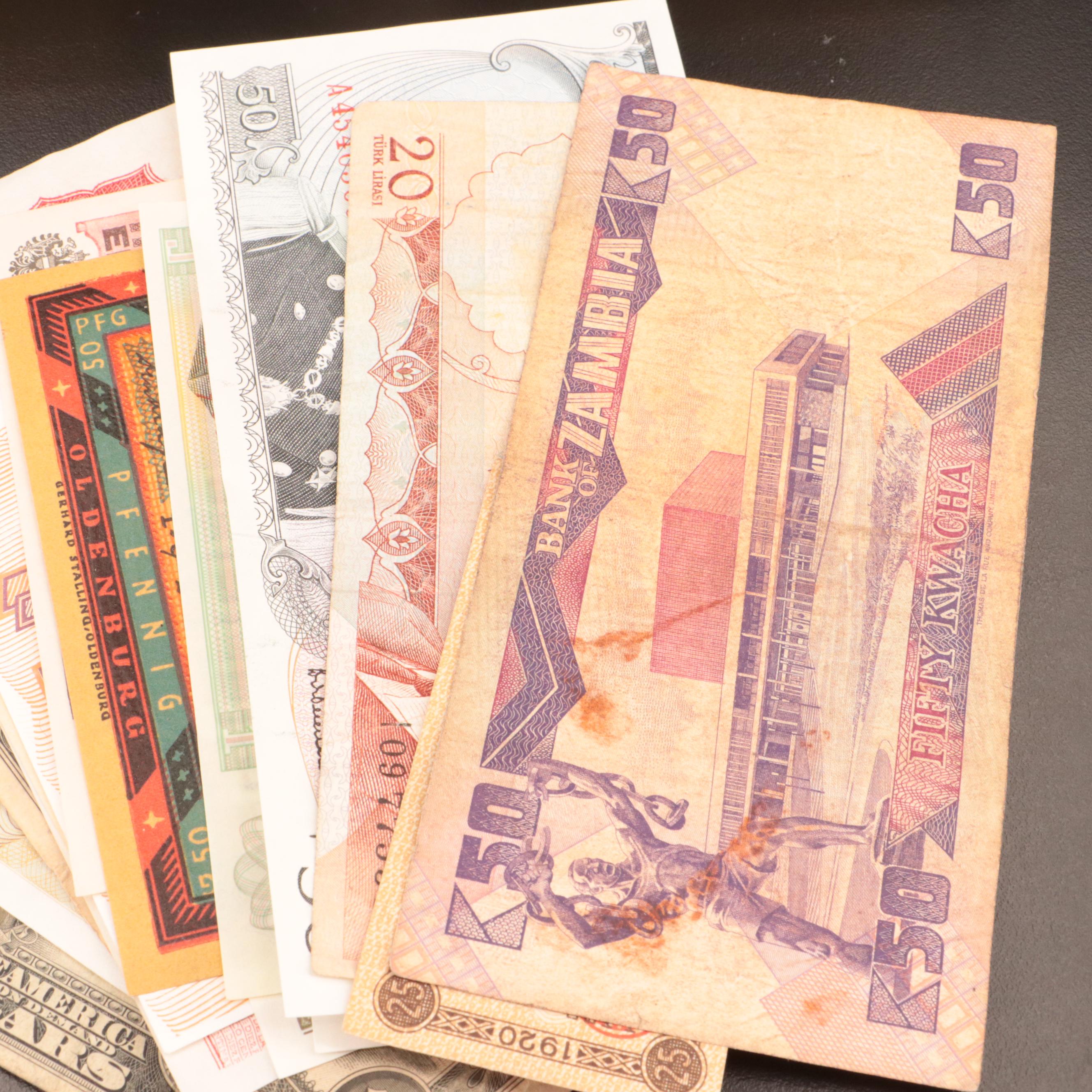 Over 520 Foreign Coins and 25 Foreign Currency Notes