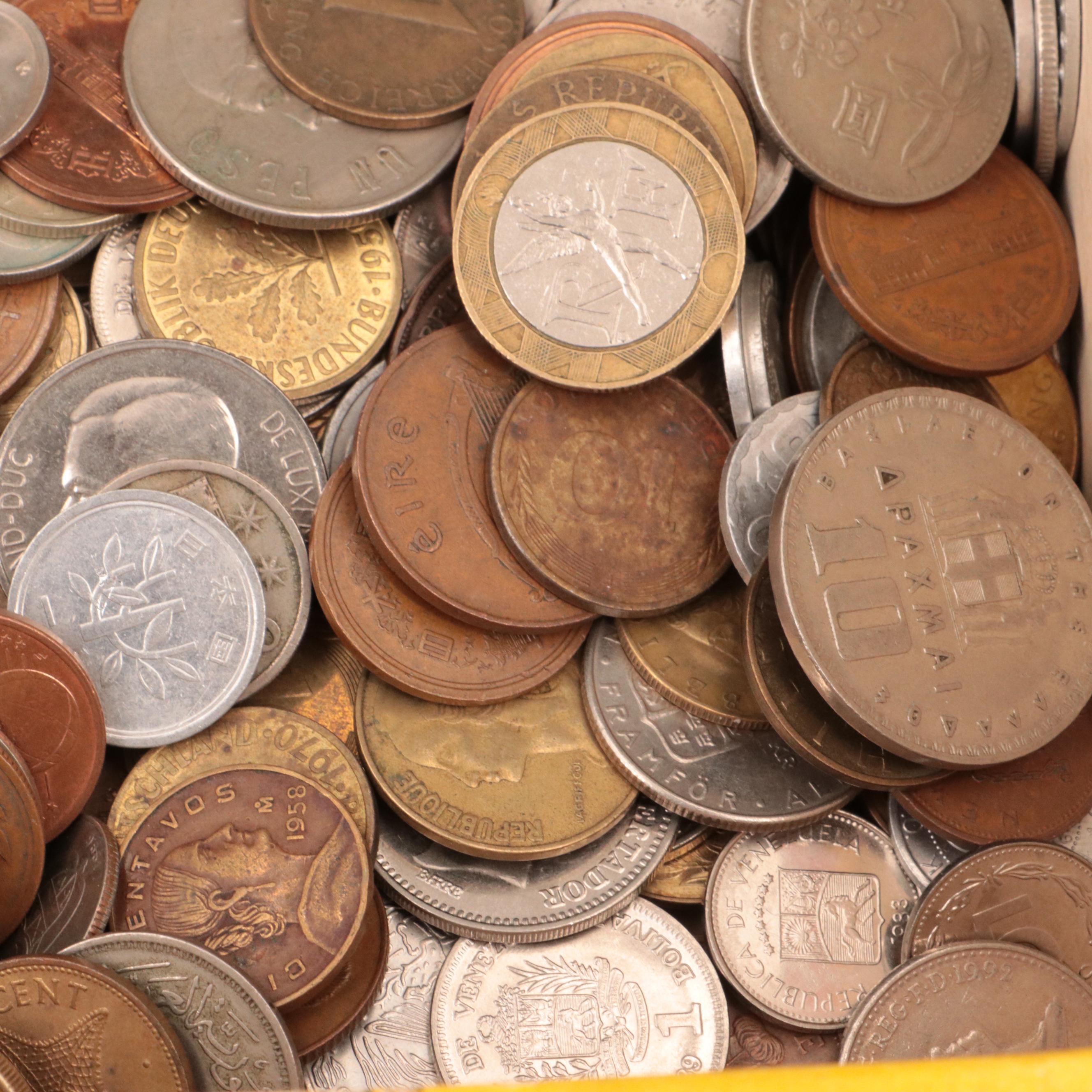 Over 520 Foreign Coins and 25 Foreign Currency Notes