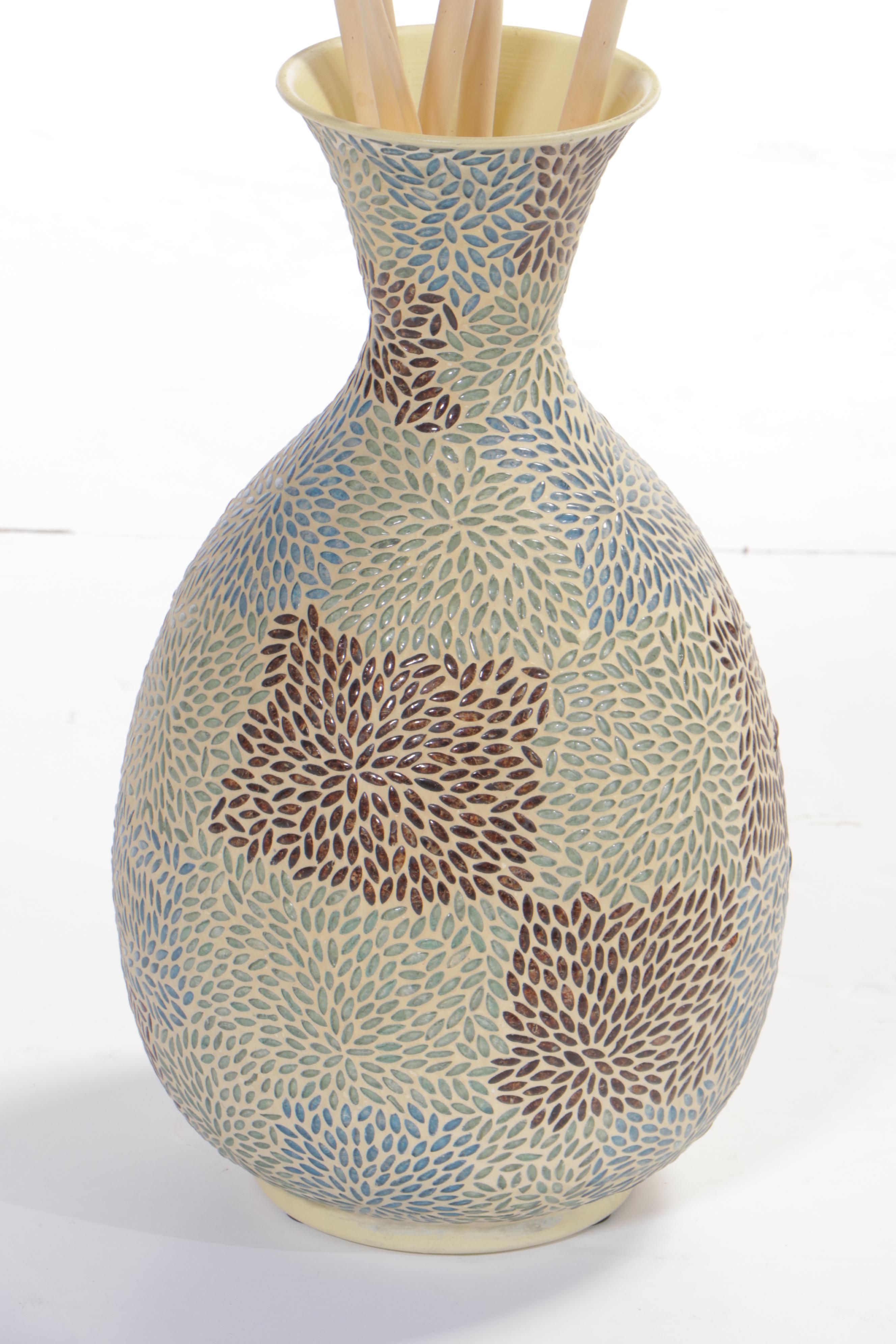 Chinese Polychrome-Glazed and Parcel-Gilt Vase Plus Portofino Home Ceramic Vase