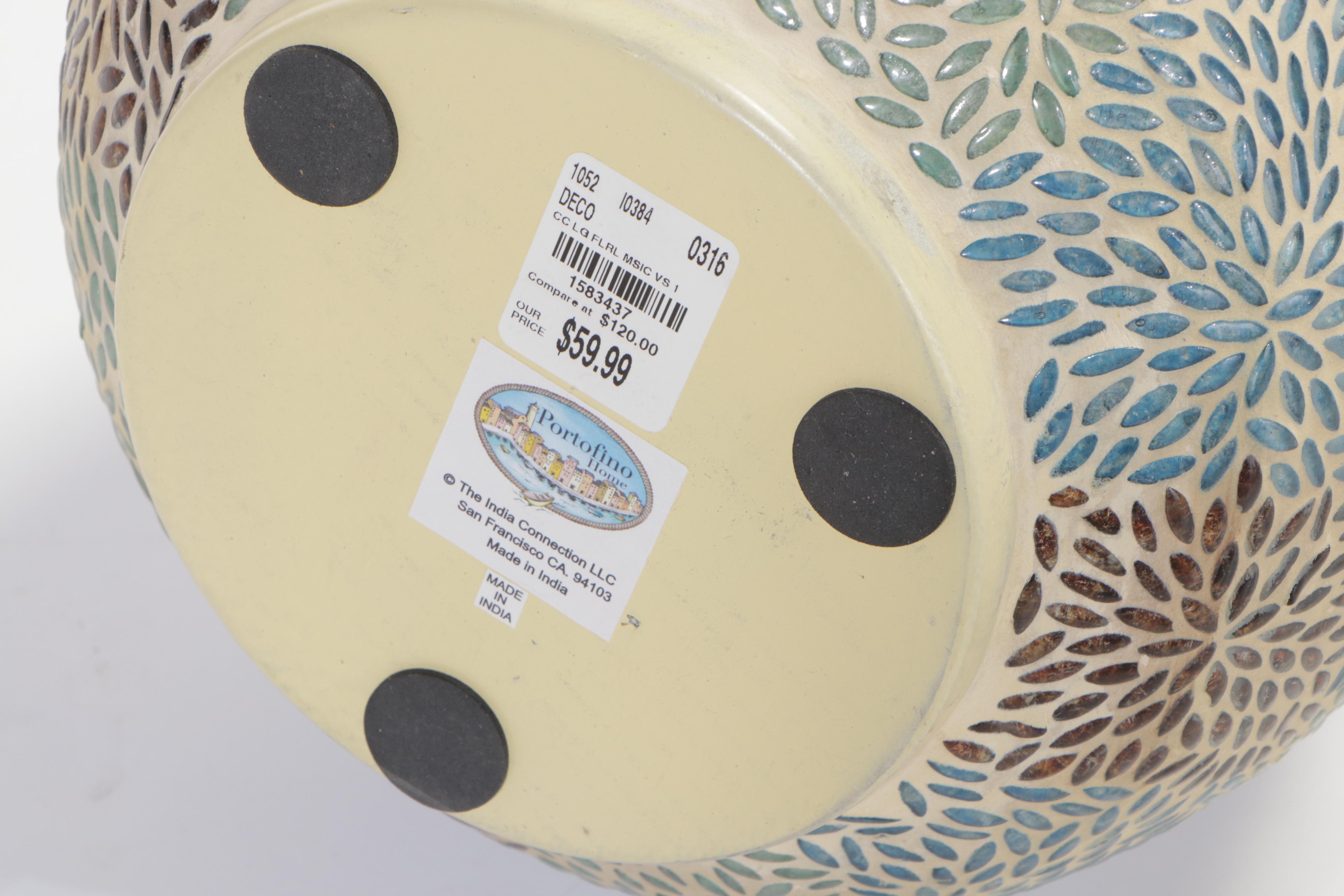 Chinese Polychrome-Glazed and Parcel-Gilt Vase Plus Portofino Home Ceramic Vase