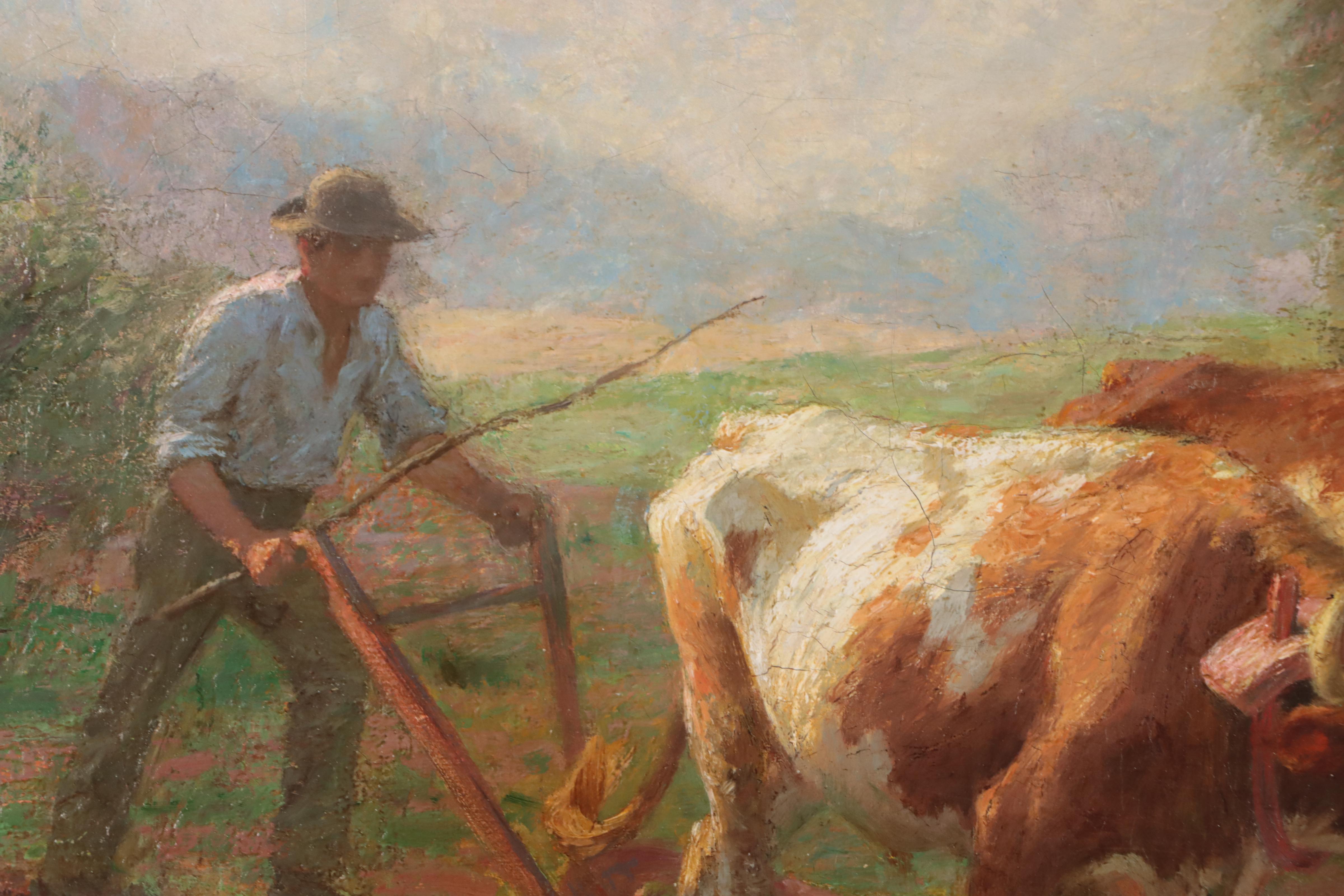 Edward Henry Potthast American Impressionist Oil Painting "Cattle Driver," 1903