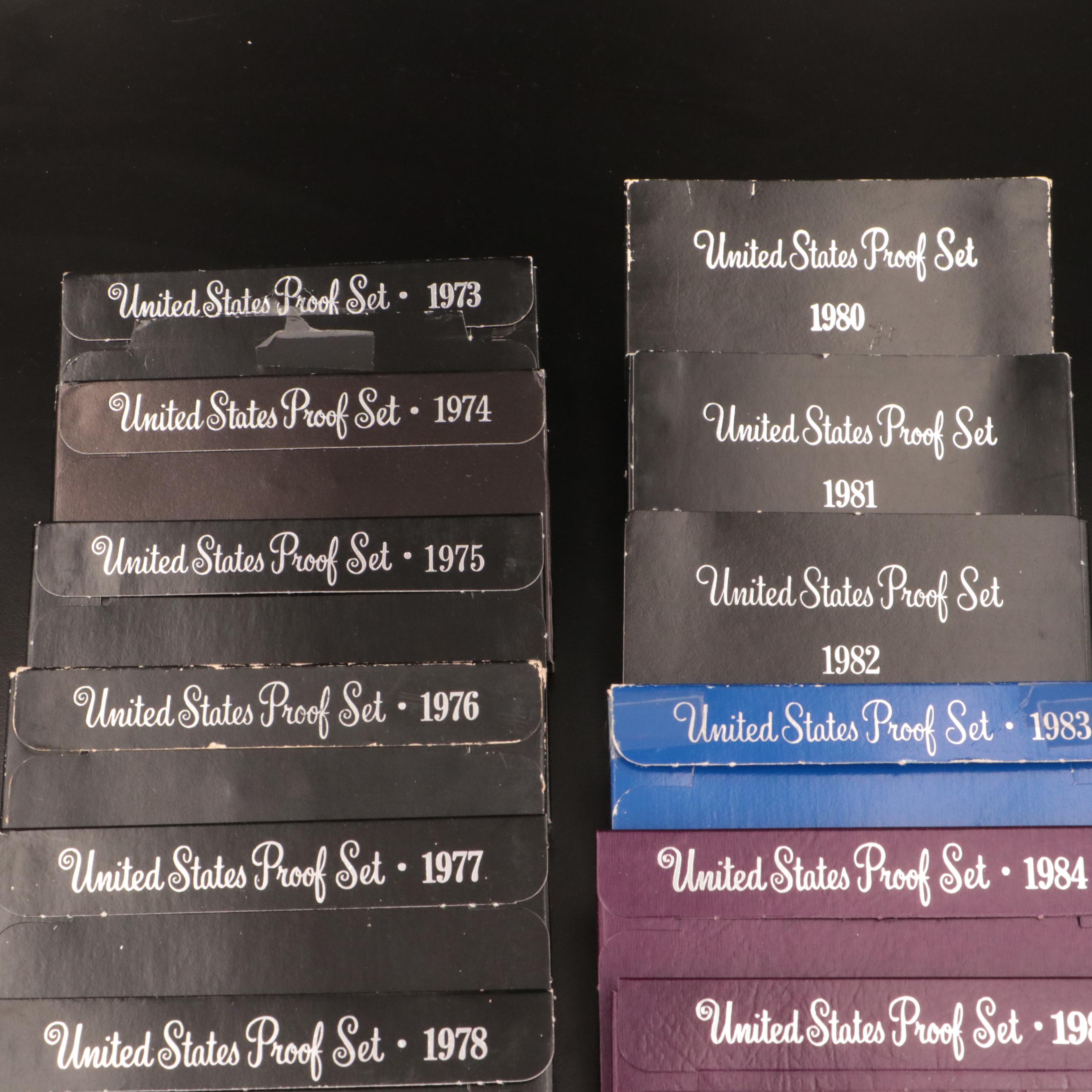 Nineteen U.S. Mint Proof Sets, 1969–1987