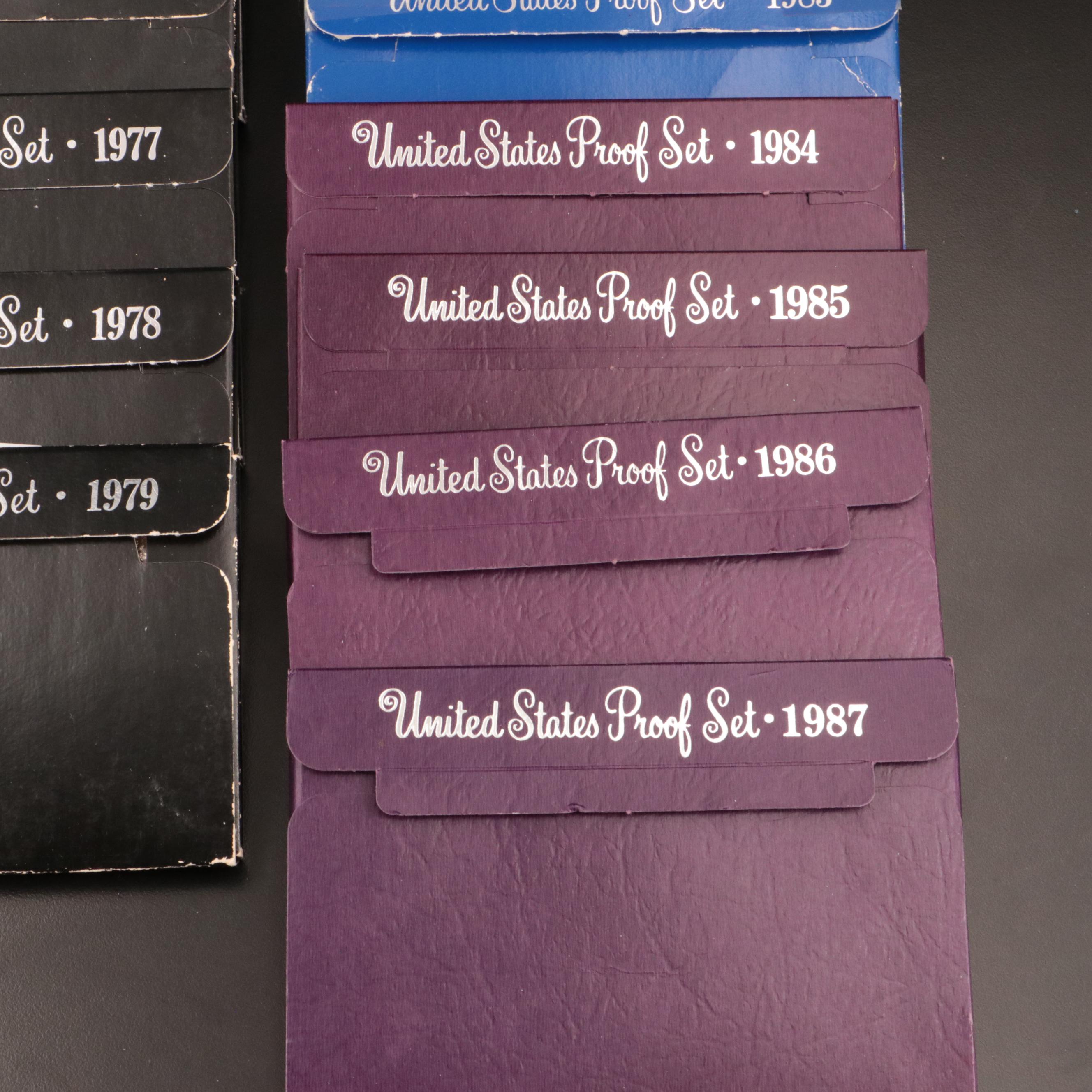 Nineteen U.S. Mint Proof Sets, 1969–1987