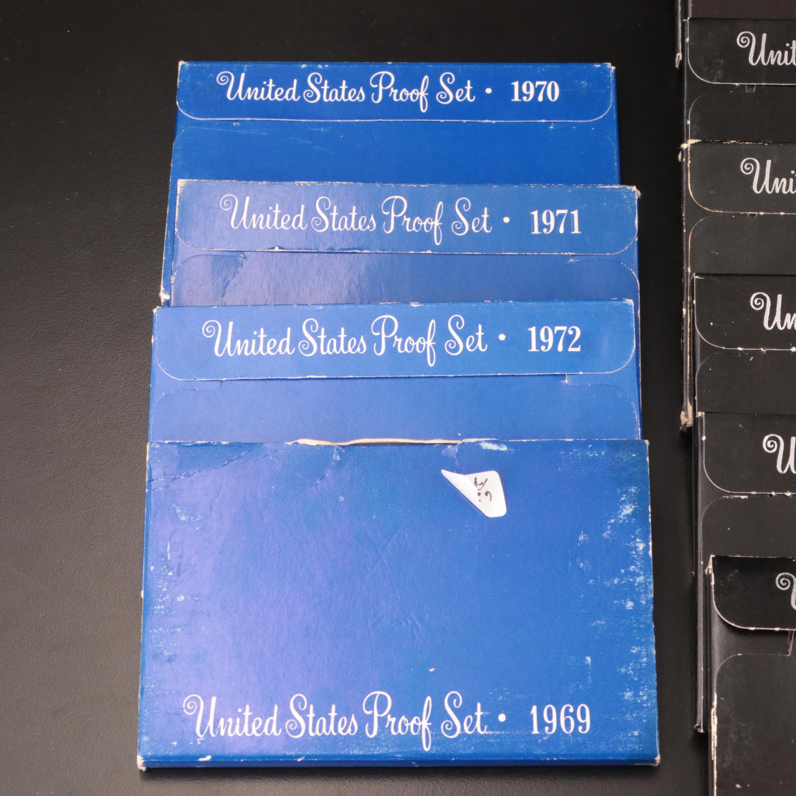 Nineteen U.S. Mint Proof Sets, 1969–1987