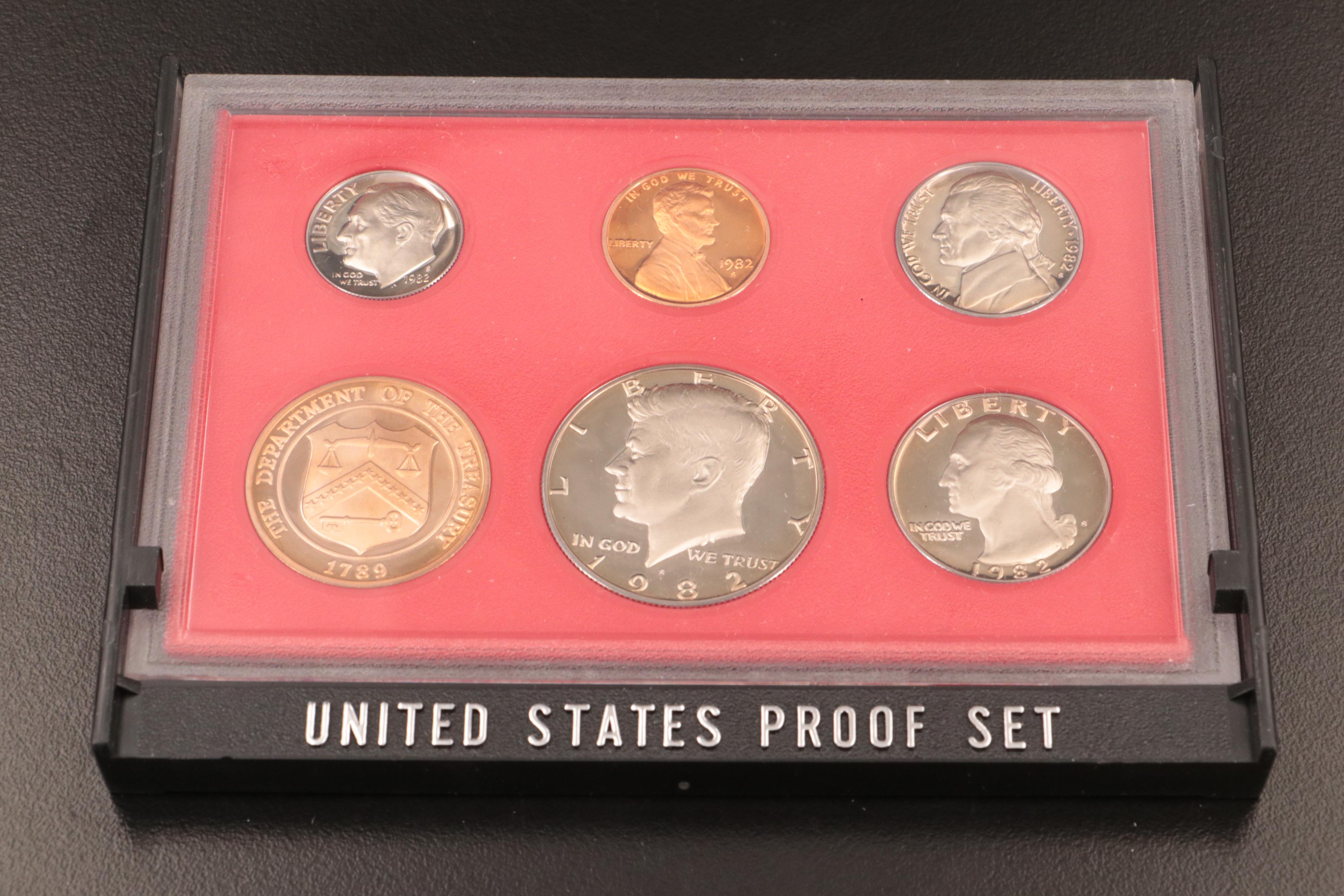 Nineteen U.S. Mint Proof Sets, 1969–1987