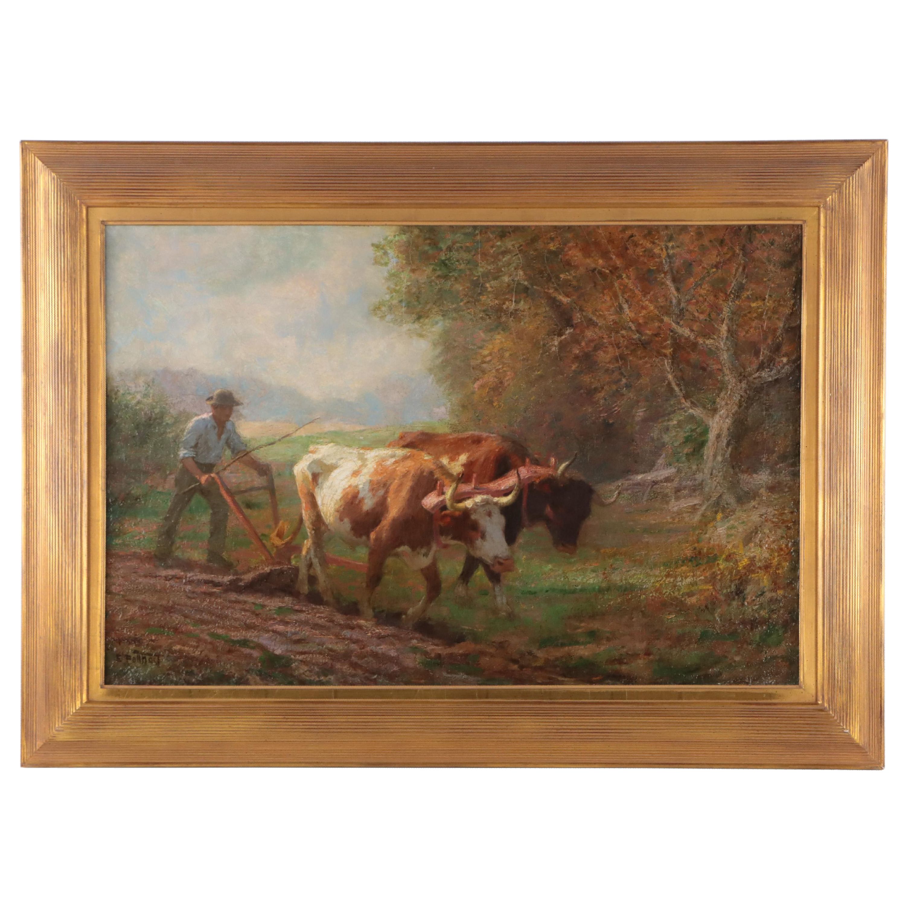 Edward Henry Potthast American Impressionist Oil Painting "Cattle Driver," 1903