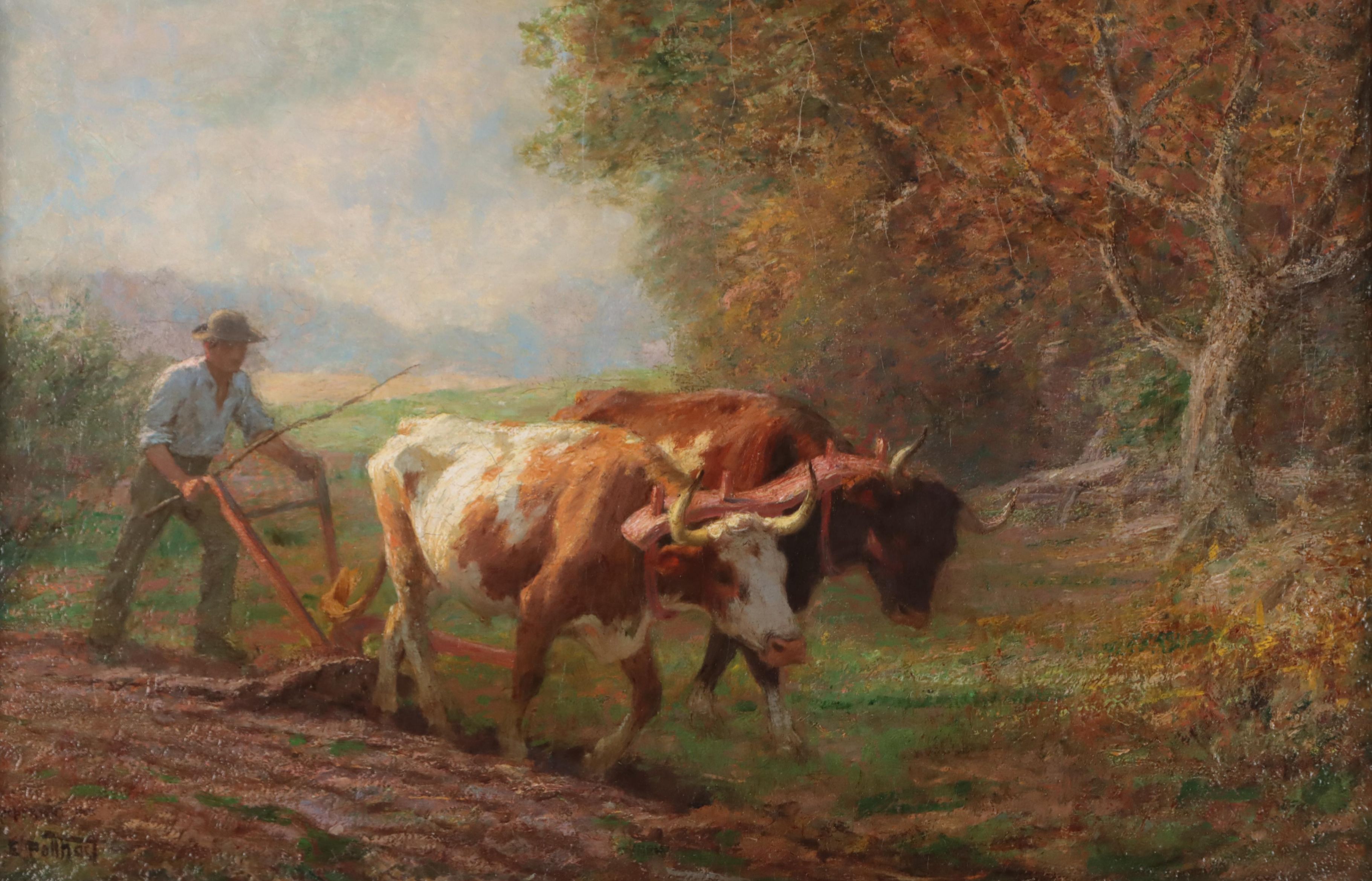 Edward Henry Potthast American Impressionist Oil Painting "Cattle Driver," 1903